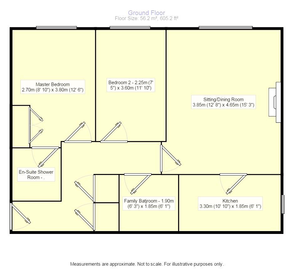 Floorplan of 2 bedroom Flat to rent, Lindisfarne Gardens, Maidstone, Kent, ME16