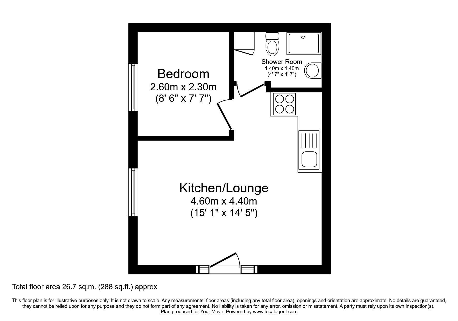 Floorplan of 1 bedroom Detached Bungalow to rent, Little Adelaide Farm, Lower Road, Maidstone, ME15