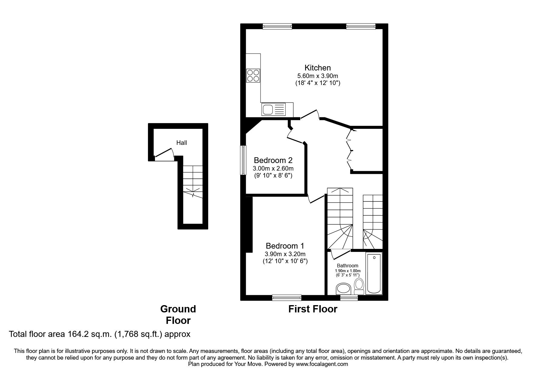 Floorplan of 2 bedroom  Flat to rent, Buckland Hill, Maidstone, Kent, ME16