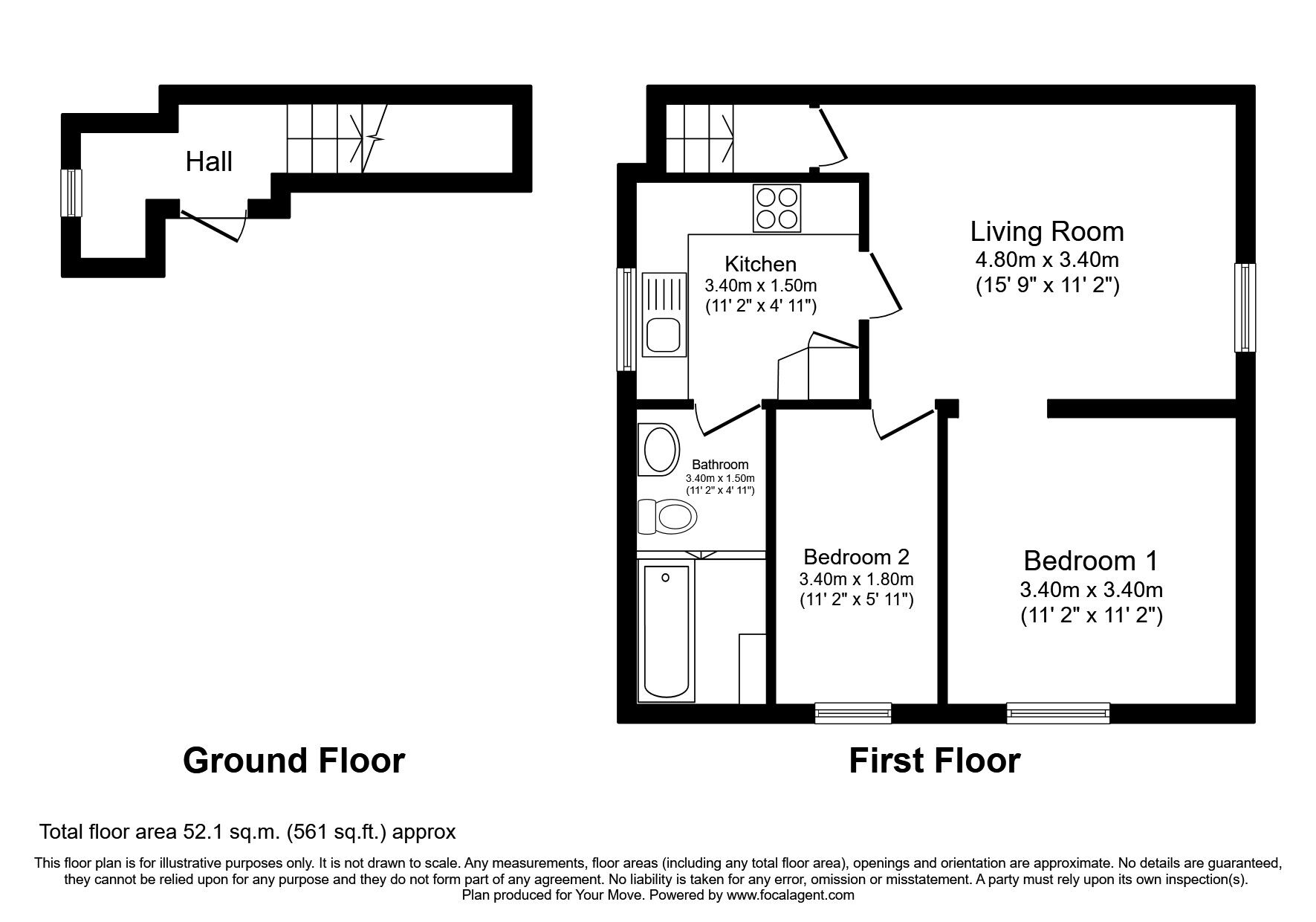 Floorplan of 2 bedroom Flat to rent, Tovil Hill, Maidstone, Kent, ME15