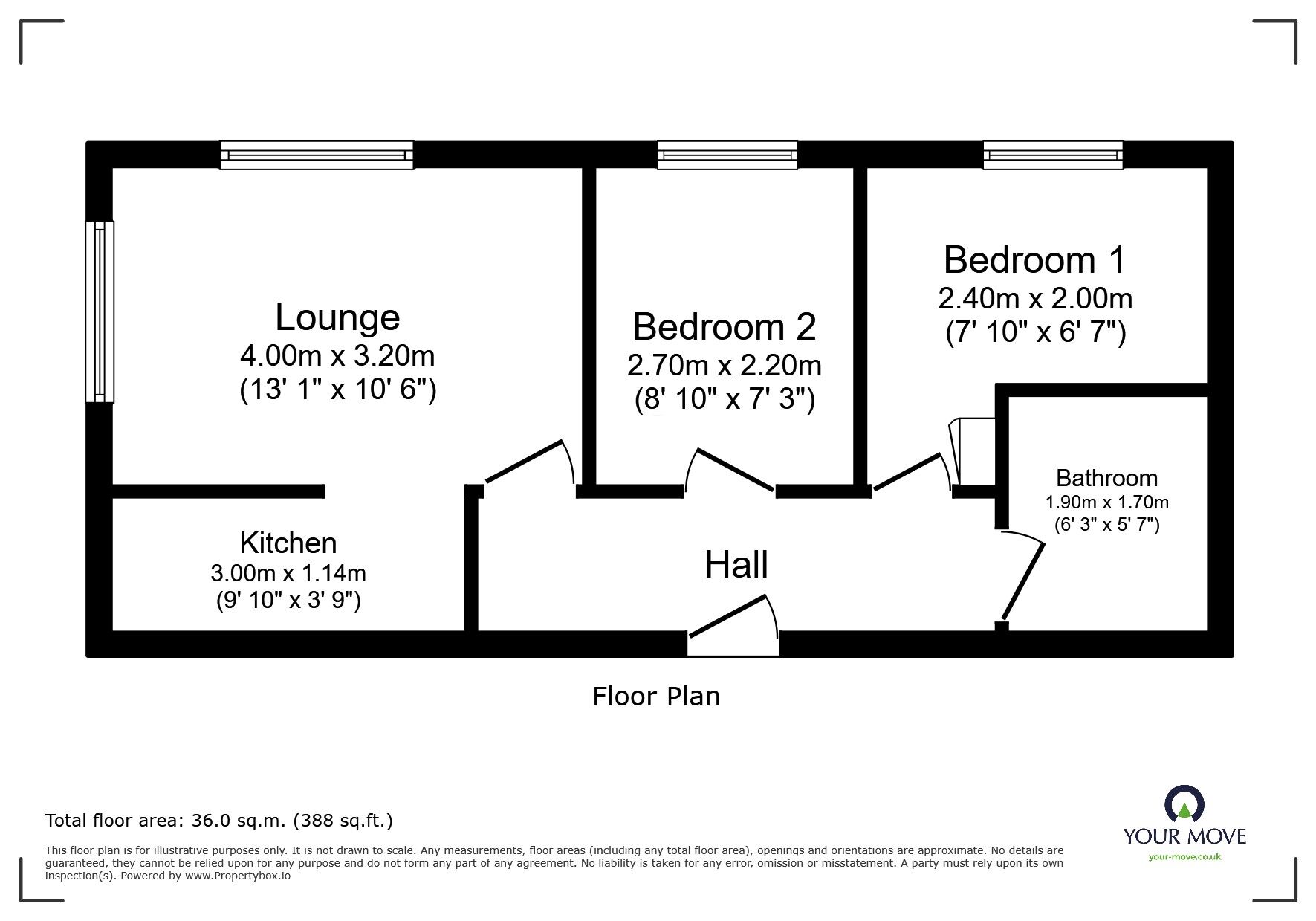 Floorplan of 2 bedroom Flat for sale, Canning Street, Maidstone, Kent, ME14