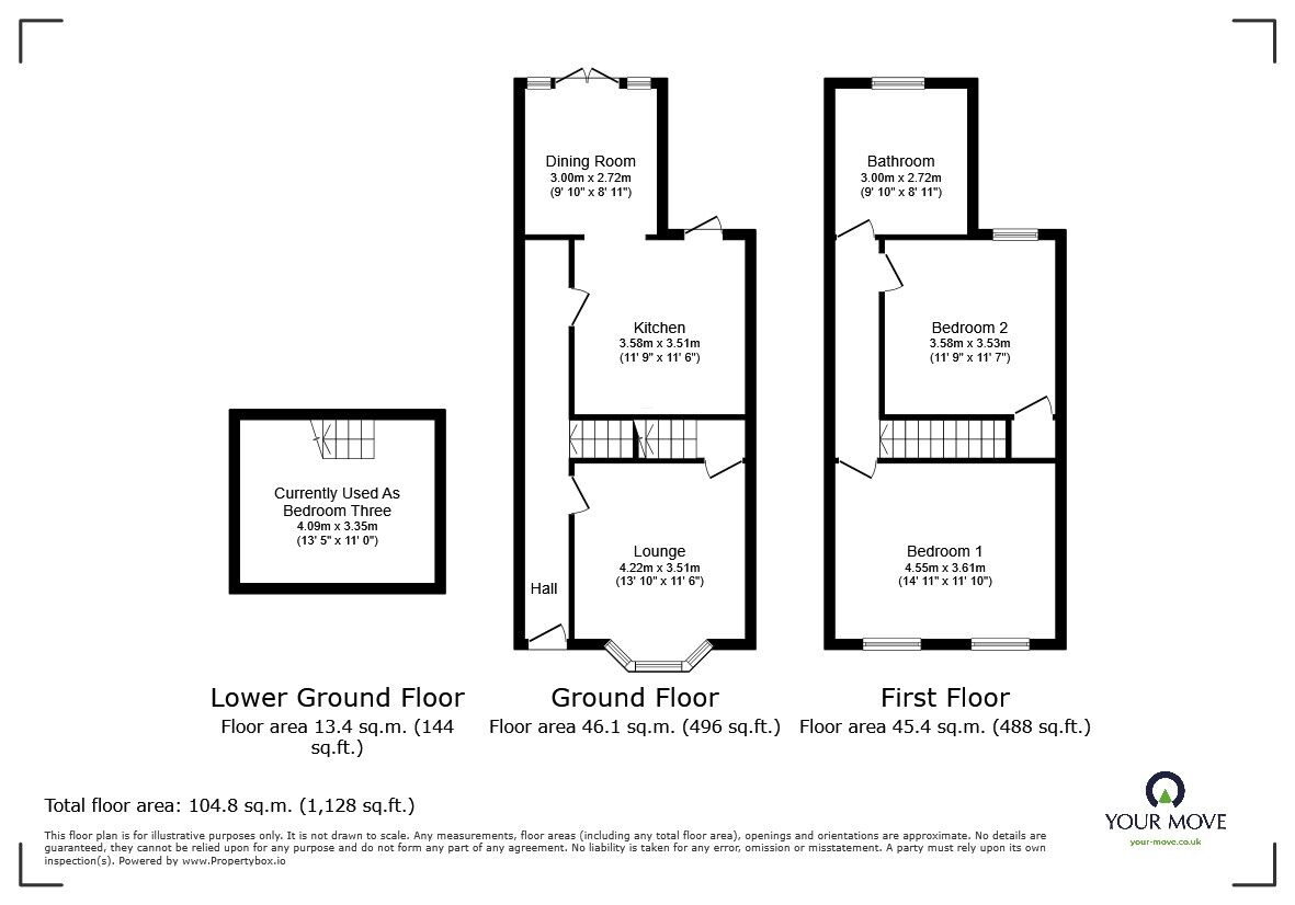 Floorplan of 3 bedroom Mid Terrace House for sale, Holland Road, Maidstone, Kent, ME14