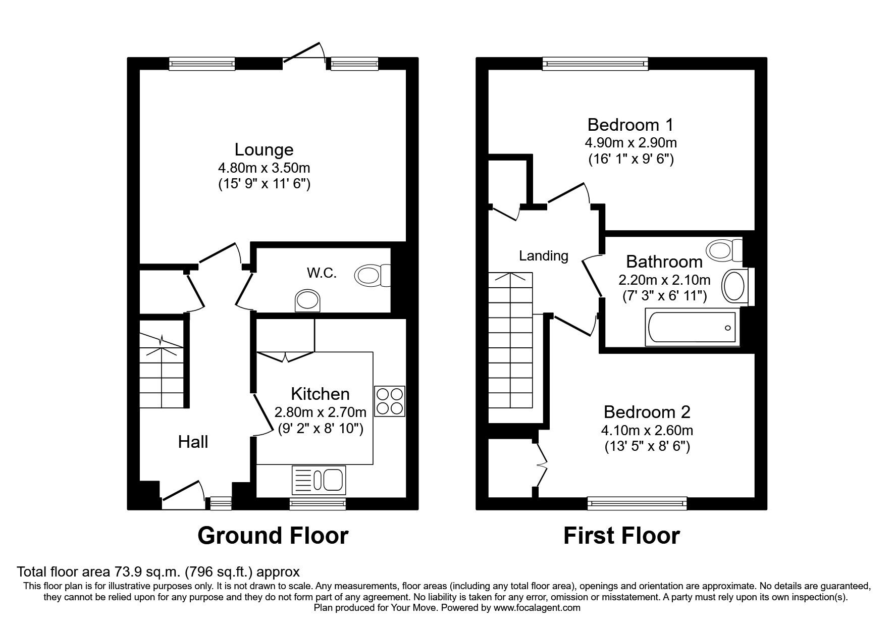 Floorplan of 2 bedroom Mid Terrace House for sale, Monarch Close, Maidstone, Kent, ME15