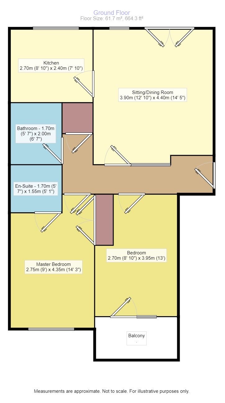Floorplan of 2 bedroom  Flat for sale, Kings Walk, Holland Road, Kent, ME14