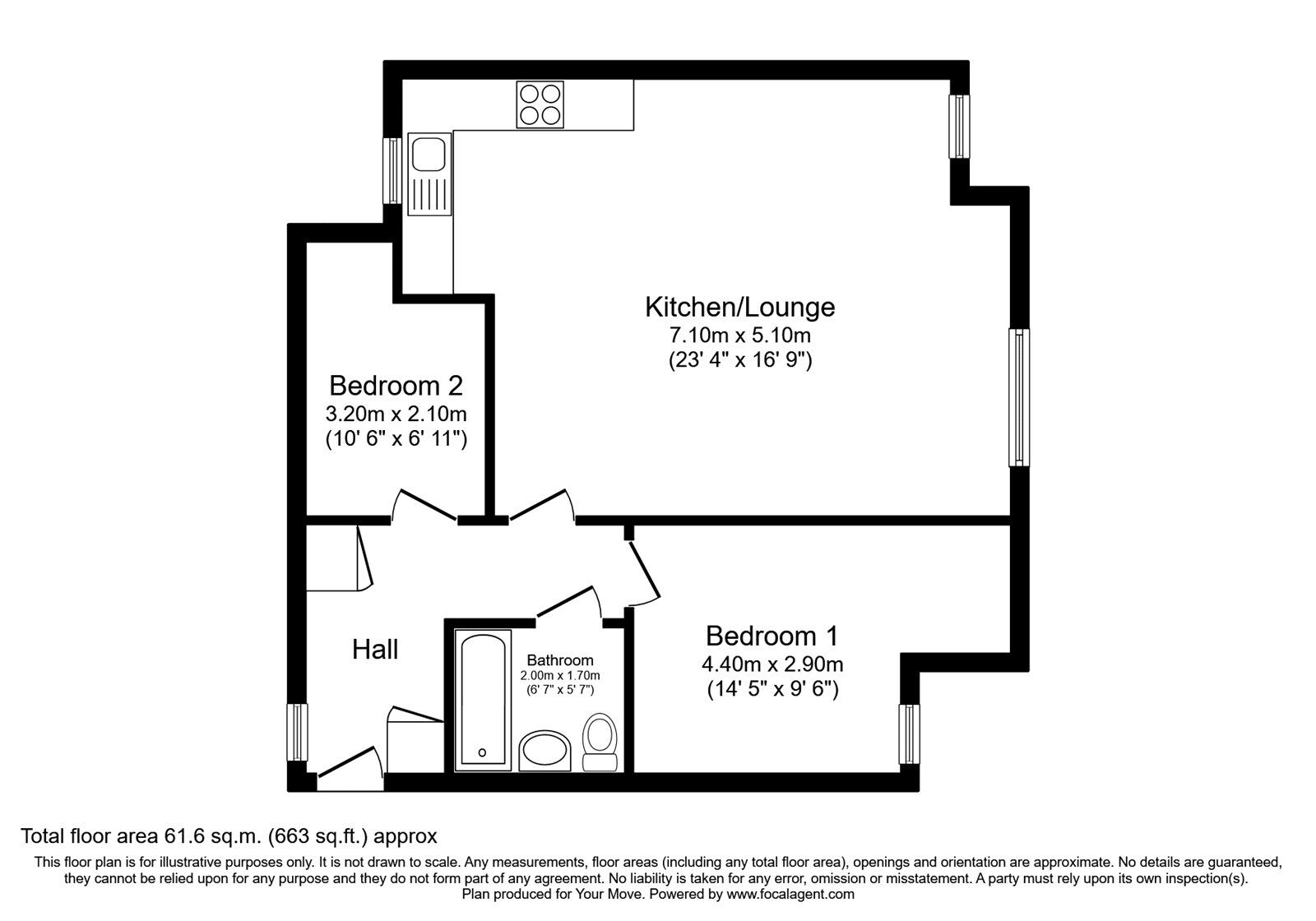 Floorplan of 2 bedroom  Flat for sale, Furfield Chase, Boughton Monchelsea, Kent, ME17