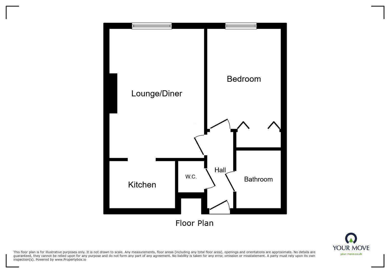 Floorplan of 1 bedroom Flat for sale, Hengist Court, Marsham Street, Kent, ME14