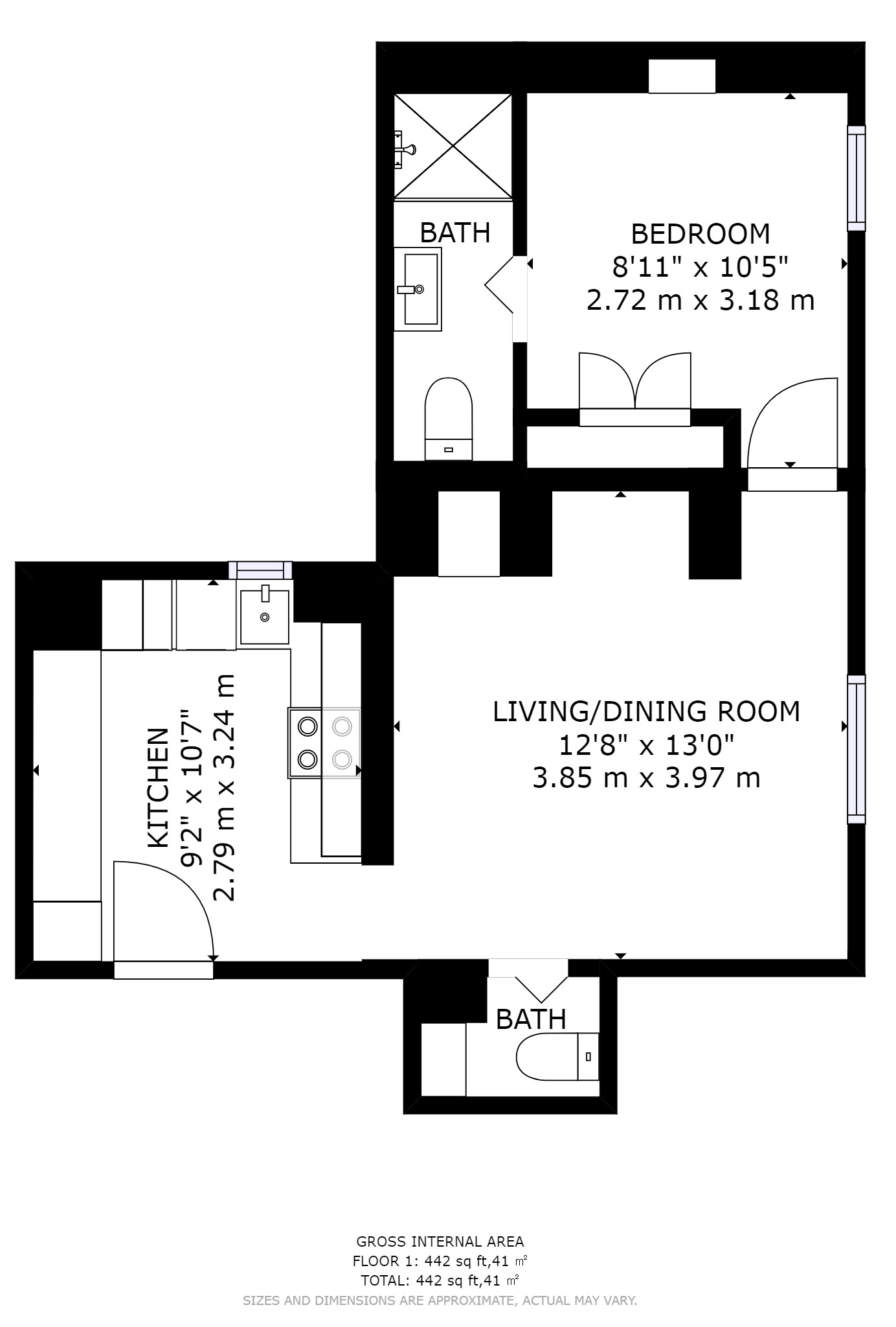 Floorplan of 1 bedroom  Flat for sale, London Road, Maidstone, Kent, ME16