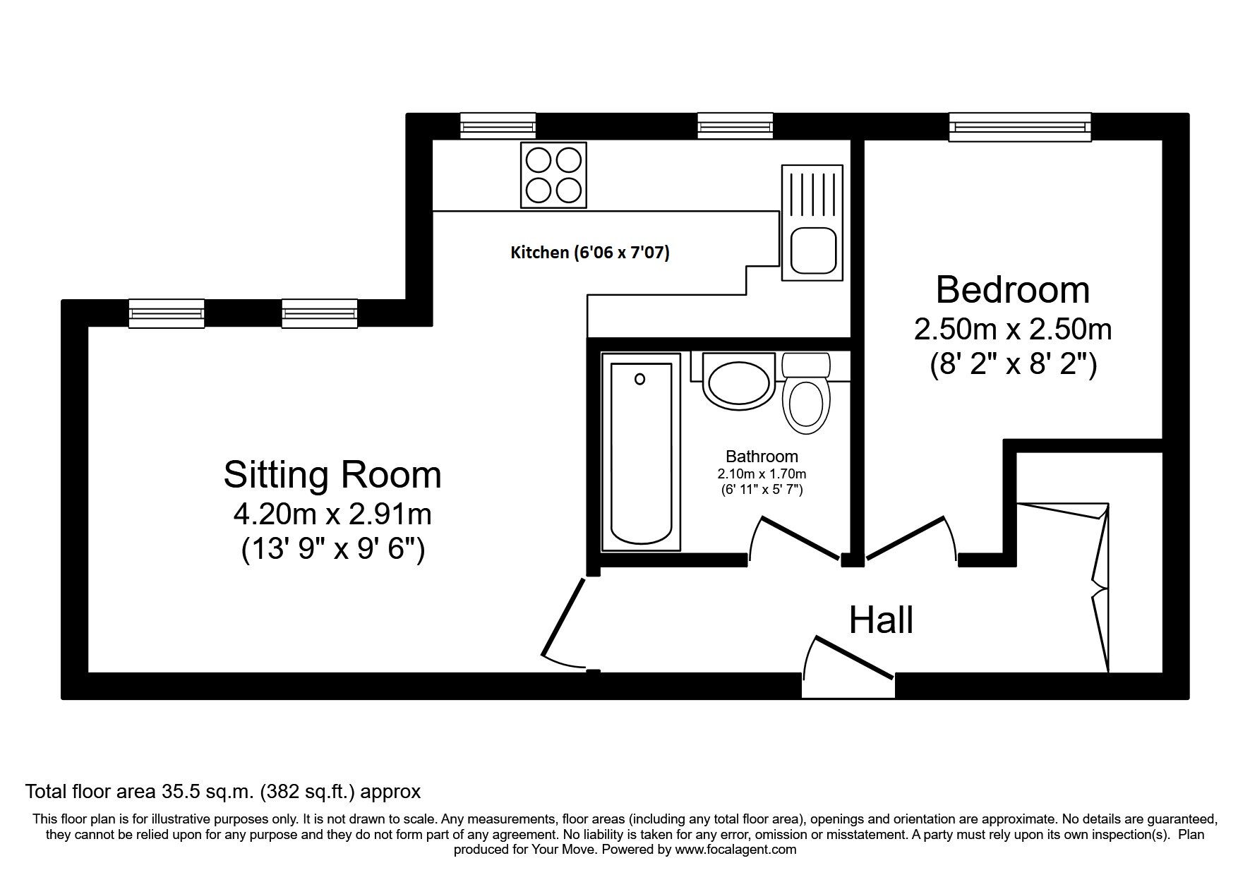 Floorplan of 1 bedroom  Flat for sale, Tonbridge Road, Teston, Kent, ME18