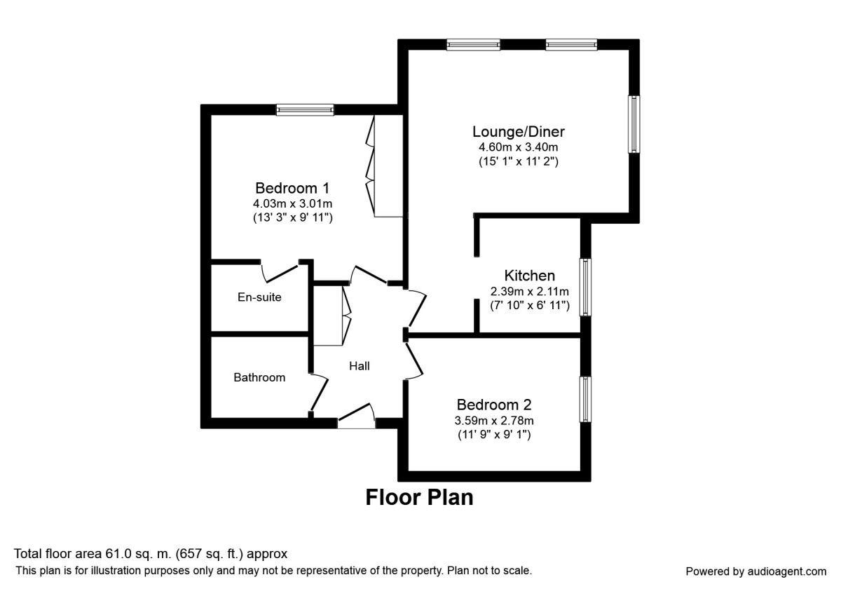 Floorplan of 2 bedroom  Flat for sale, Ringlestone House, Tarragon, Maidstone, Kent, ME16