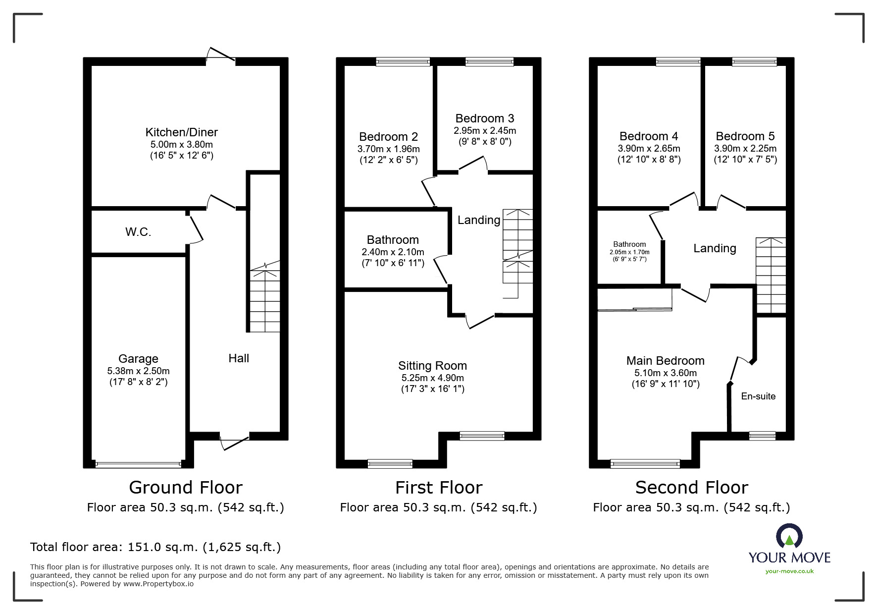 Floorplan of 5 bedroom Mid Terrace House for sale, Stafford Gardens, Maidstone, Kent, ME15