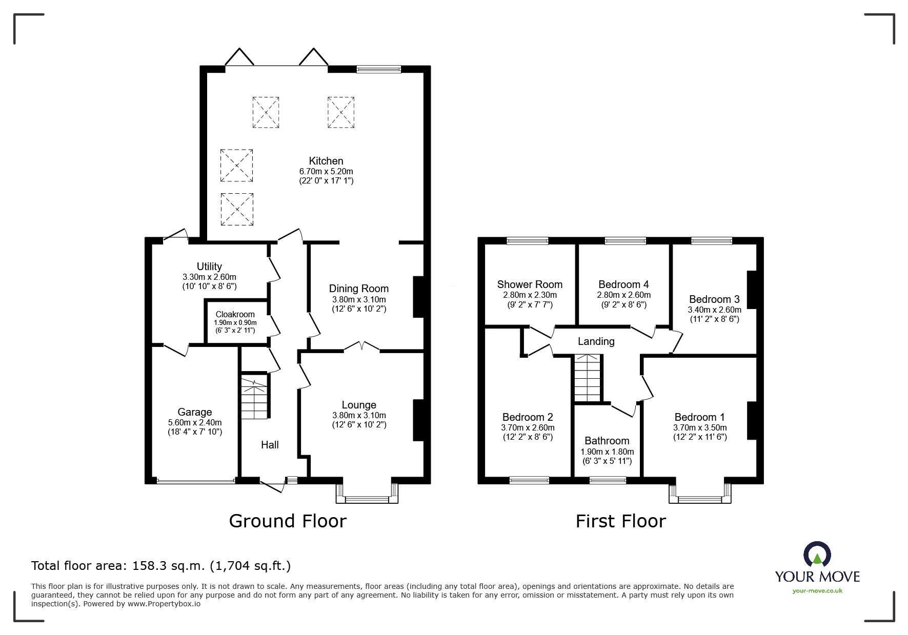 Floorplan of 4 bedroom Semi Detached House for sale, Cranborne Avenue, Maidstone, Kent, ME15