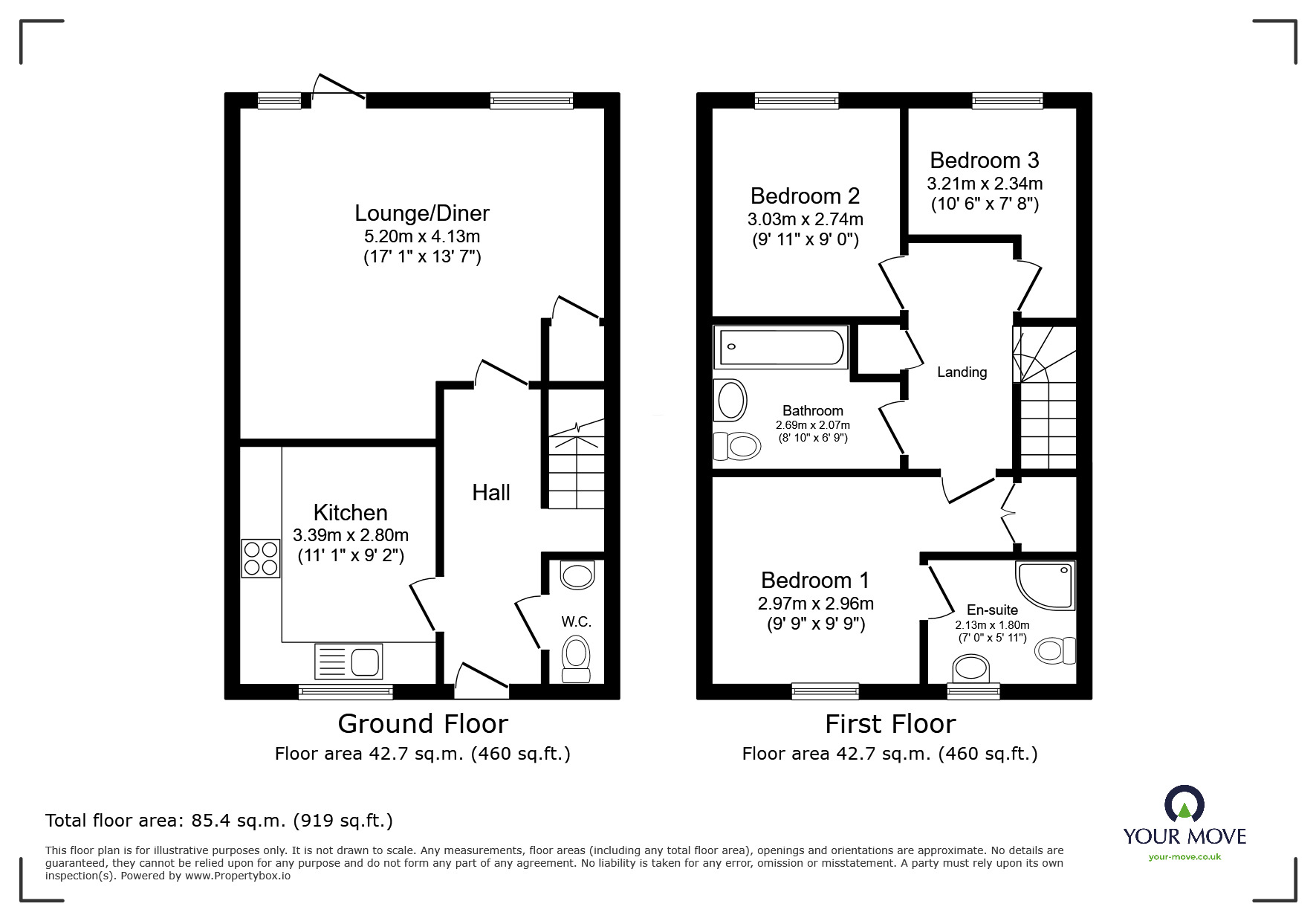 Floorplan of 3 bedroom Mid Terrace House for sale, Marigold Way, Maidstone, Kent, ME16