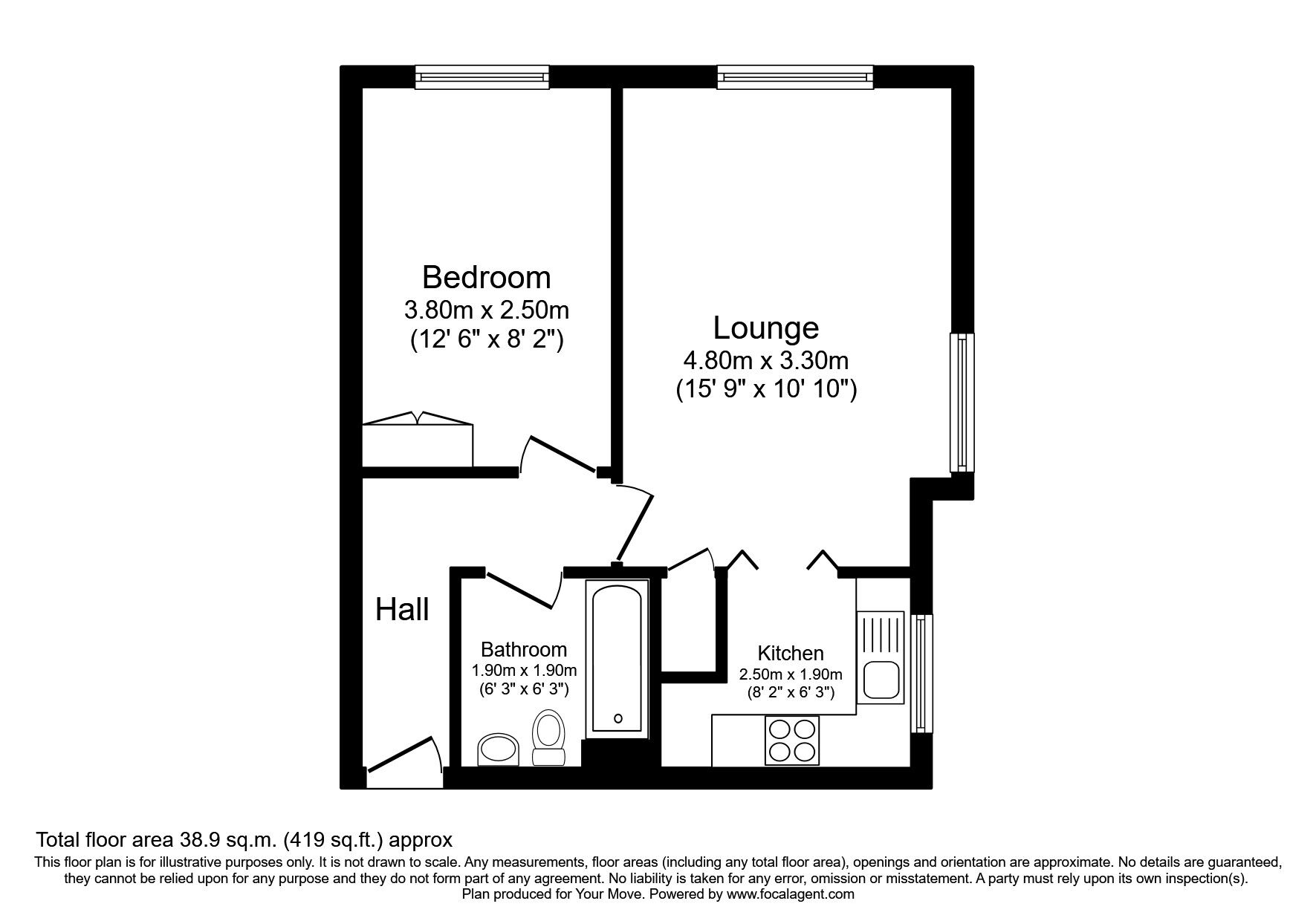 Floorplan of 1 bedroom  Flat for sale, Springvale, Maidstone, Kent, ME16