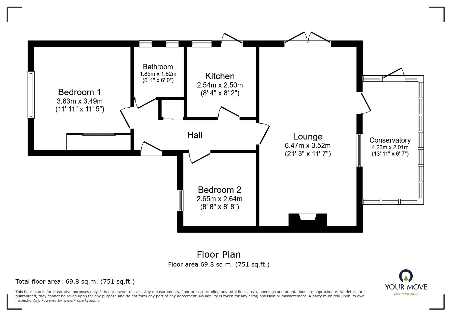 Floorplan of 2 bedroom Semi Detached Bungalow for sale, Southwood, Maidstone, Kent, ME16