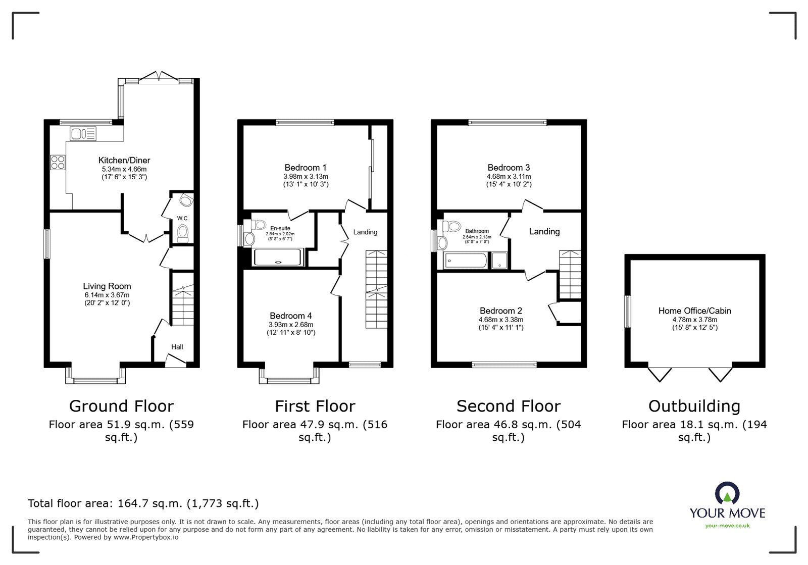Floorplan of 4 bedroom Semi Detached House for sale, Chapelfield Way, Allington, Kent, ME16