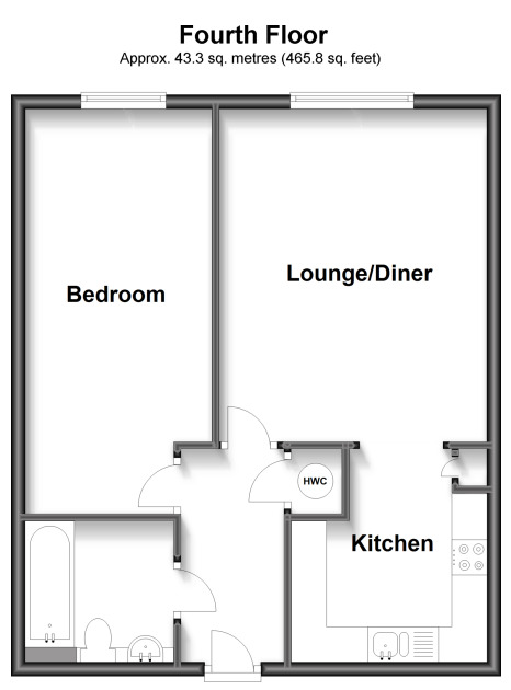 Floorplan of 1 bedroom  Flat to rent, St. Peters Street, Maidstone, Kent, ME16