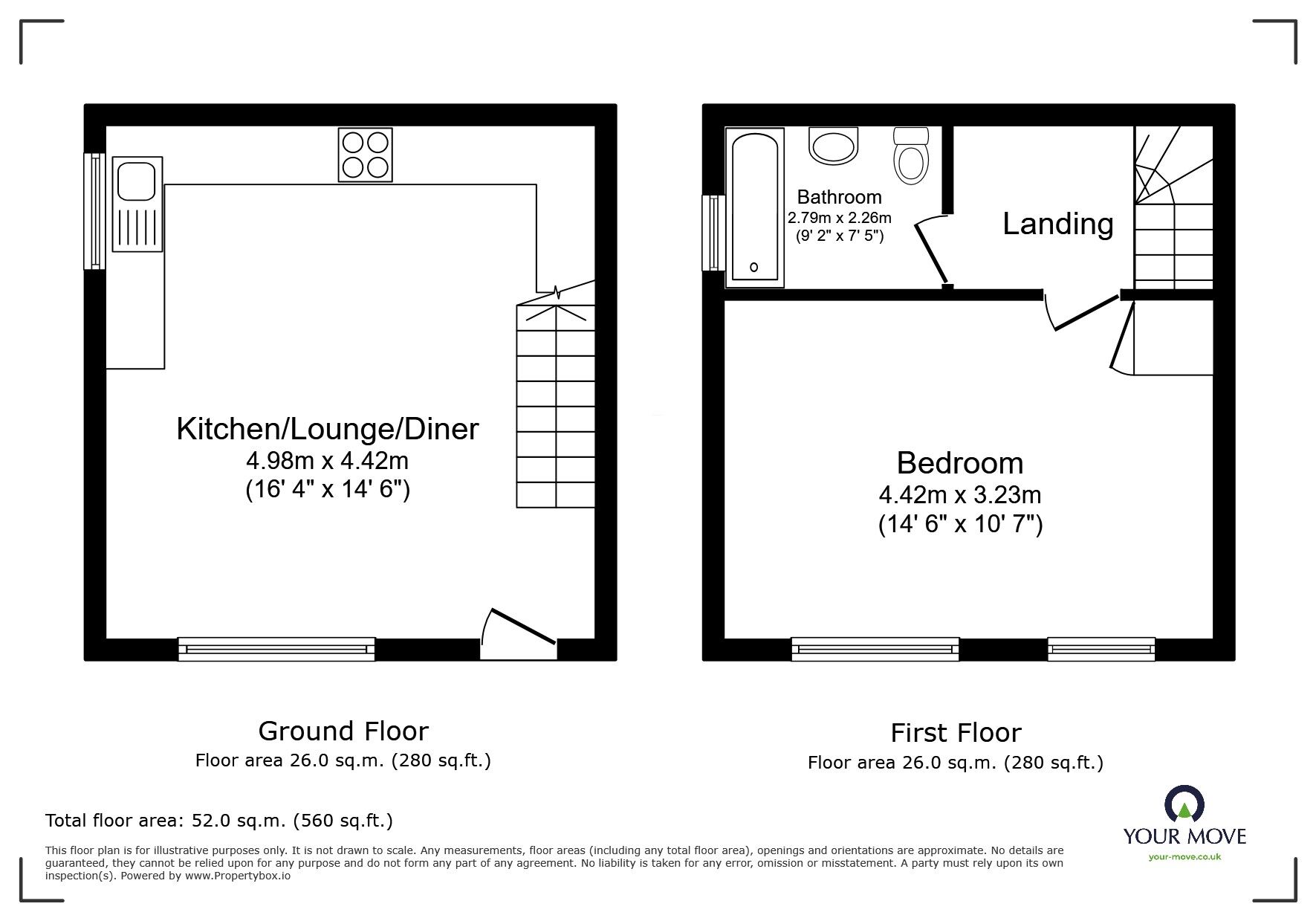 Floorplan of 1 bedroom Mid Terrace House to rent, Ramillies Close, Chatham, Kent, ME5