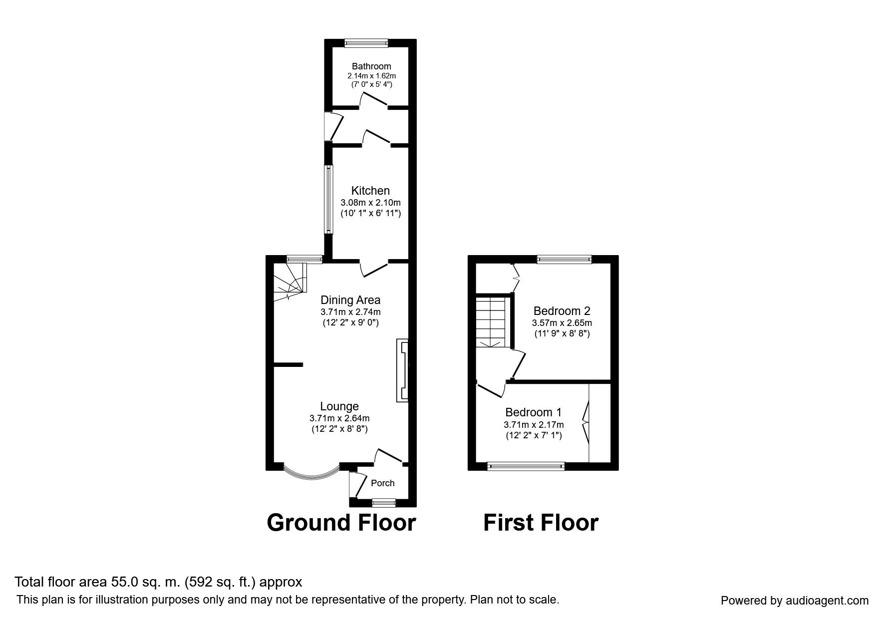 Floorplan of 2 bedroom Mid Terrace House for sale, Old Road, Wateringbury, Kent, ME18