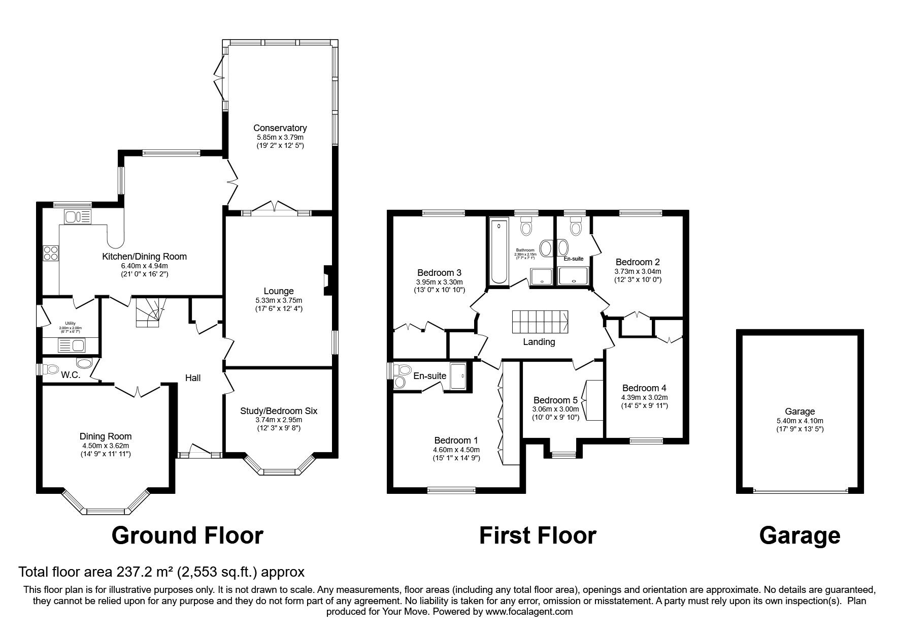Floorplan of 5 bedroom Detached House for sale, Cliveden Close, Allington, Kent, ME16