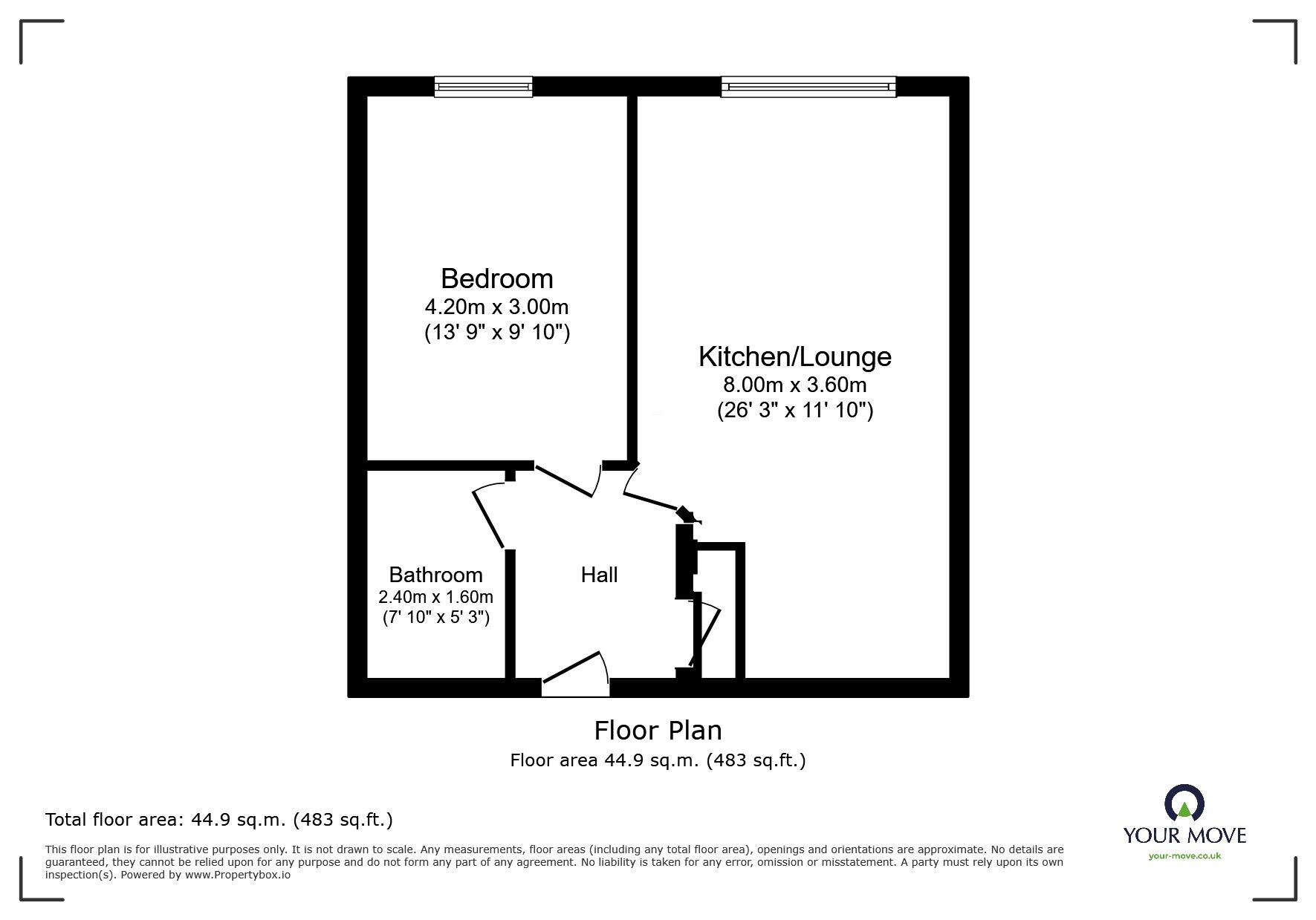 Floorplan of 1 bedroom  Flat for sale, Stafford Gardens, Maidstone, Kent, ME15