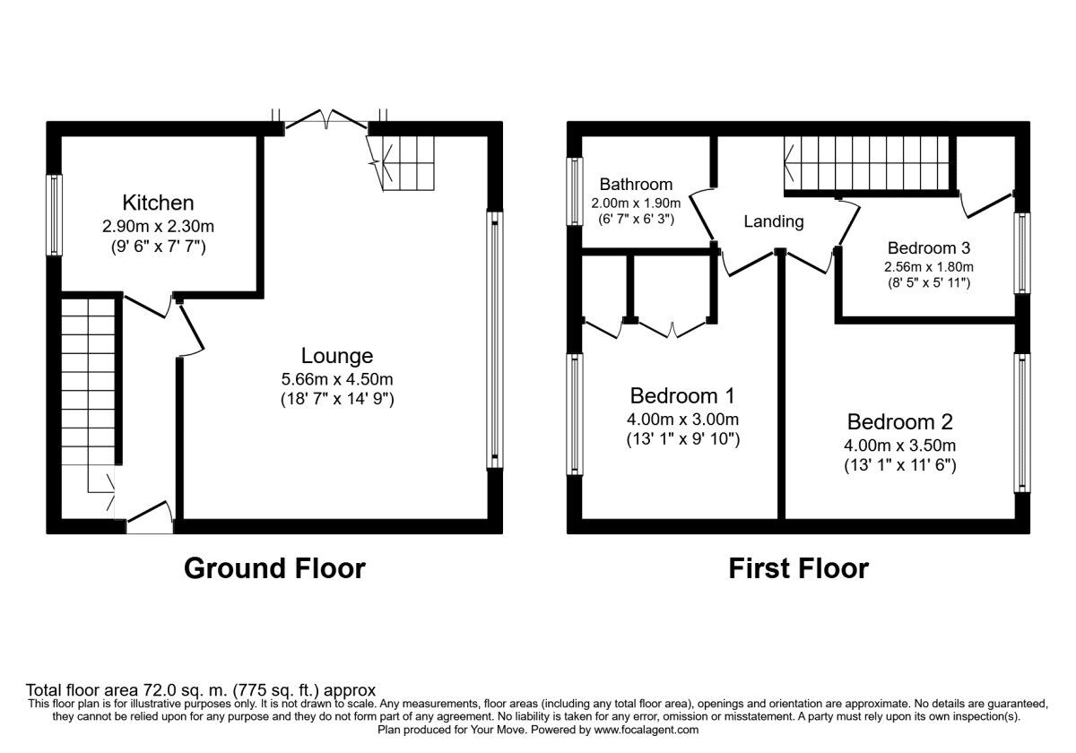 Floorplan of 3 bedroom  Flat for sale, Hildenborough Crescent, Maidstone, Kent, ME16