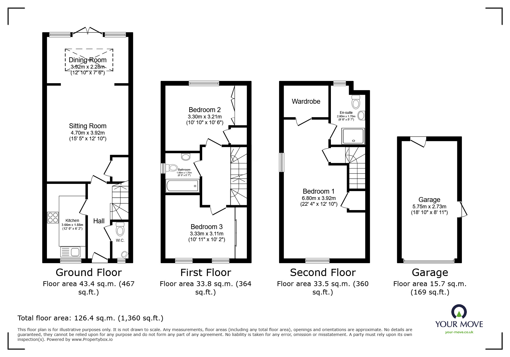 Floorplan of 3 bedroom End Terrace House for sale, Sherwood Avenue, Larkfield, Kent, ME20