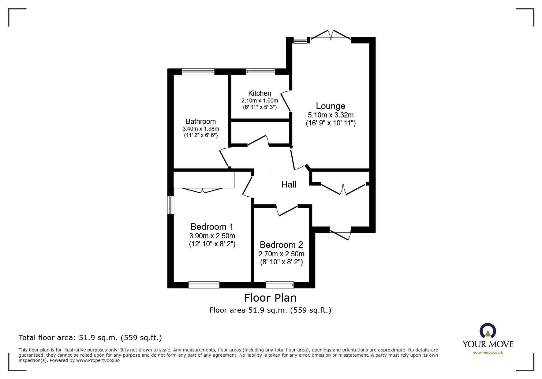 Floorplan of 2 bedroom  Flat for sale, Enterprise Road, Maidstone, Kent, ME15