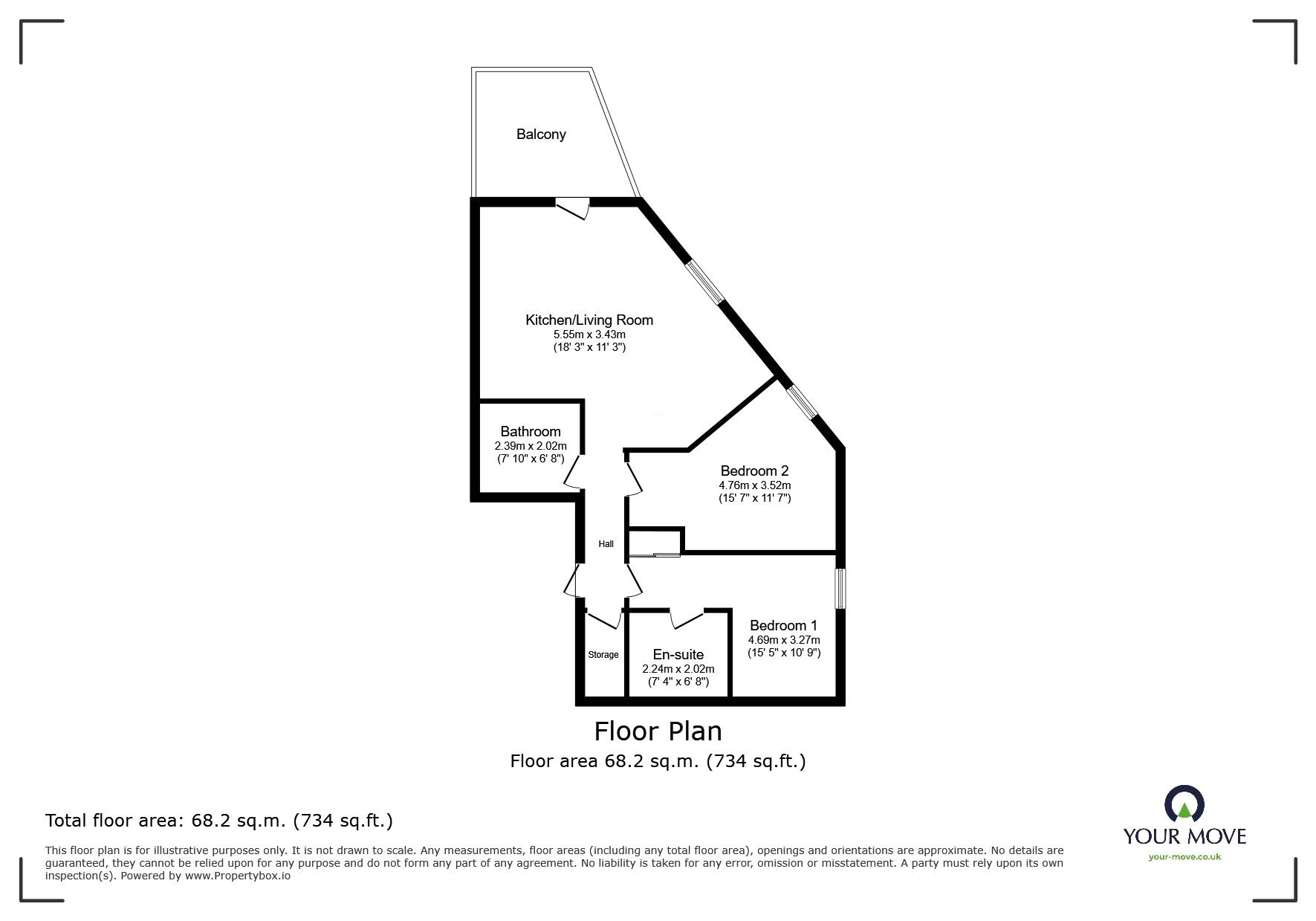 Floorplan of 2 bedroom  Flat for sale, Waterhouse Avenue, Maidstone, Kent, ME14