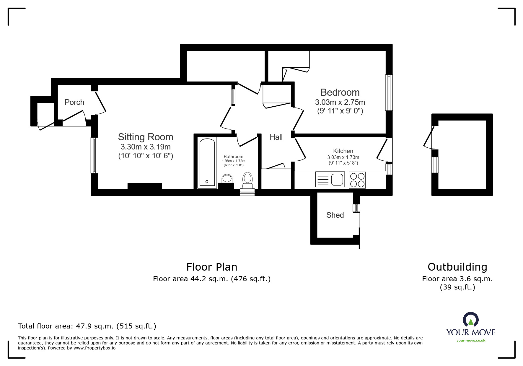 Floorplan of 1 bedroom  Flat for sale, Murrain Drive, Downswood, Kent, ME15