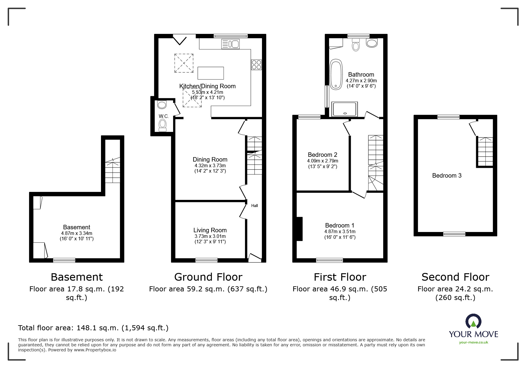 Floorplan of 3 bedroom Semi Detached House for sale, Bower Lane, Maidstone, Kent, ME16