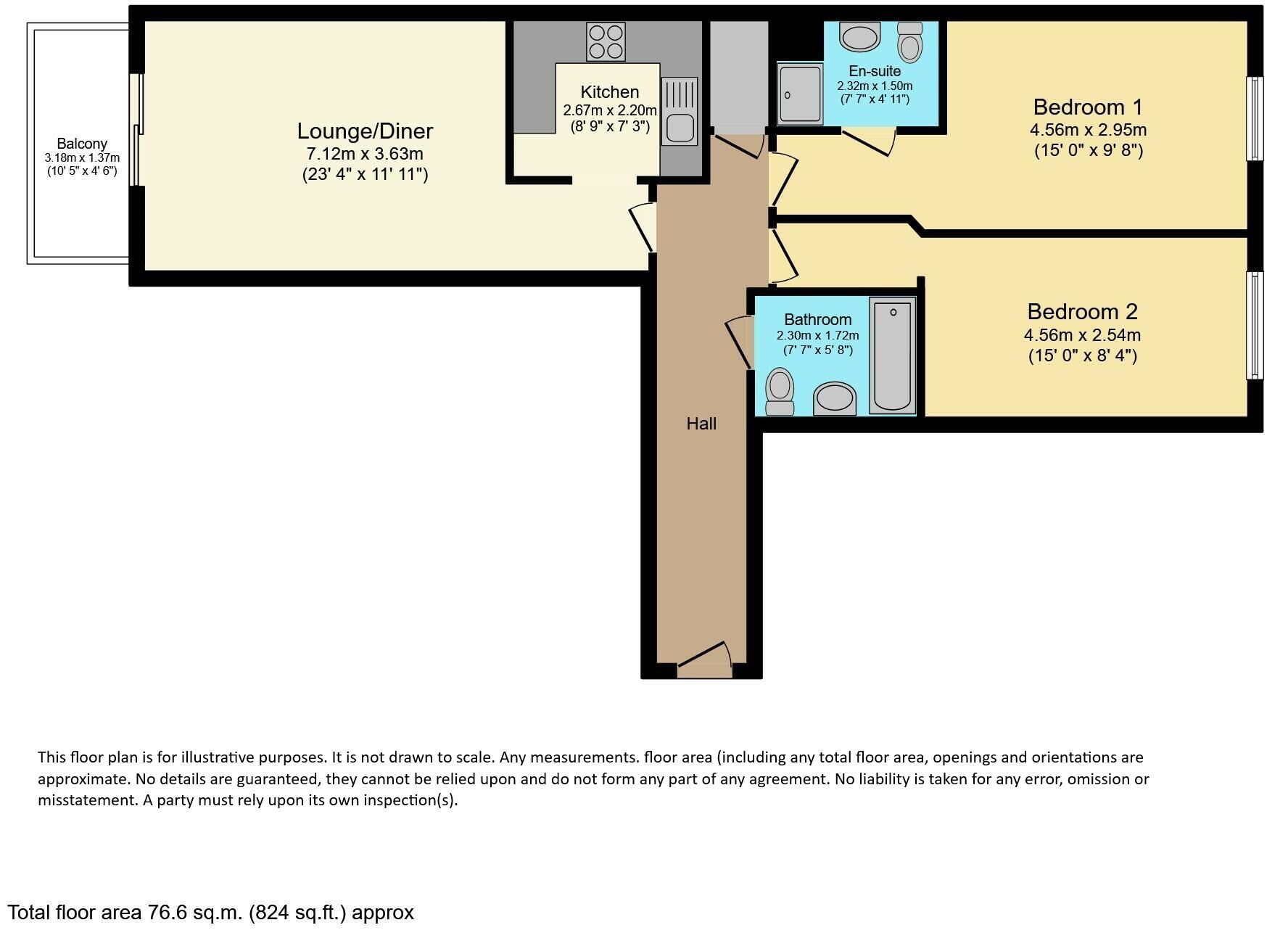 Floorplan of 2 bedroom  Flat for sale, McKenzie Court, Maidstone, Kent, ME14