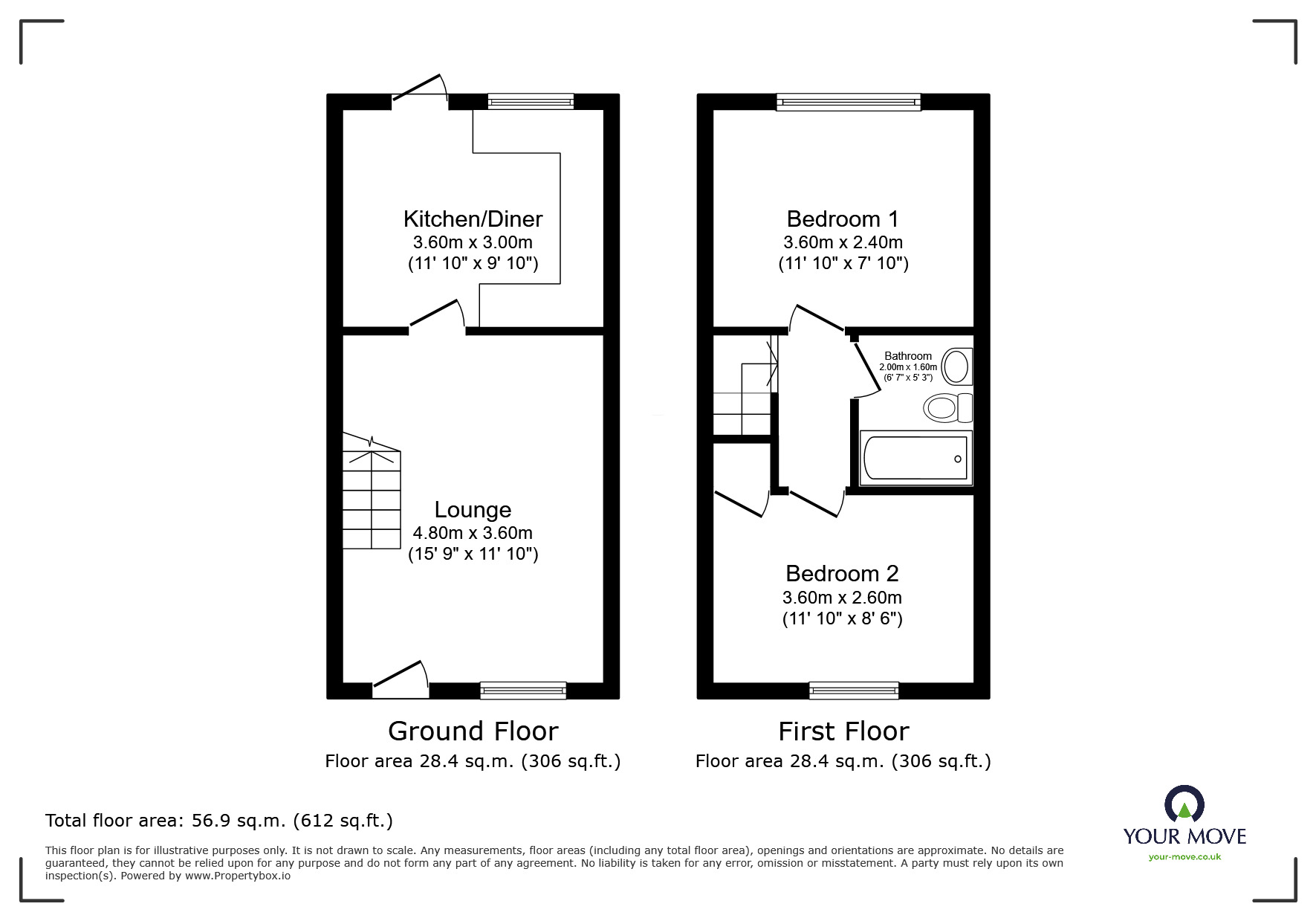 Floorplan of 2 bedroom Mid Terrace House for sale, Pennine Way, Downswood, Kent, ME15