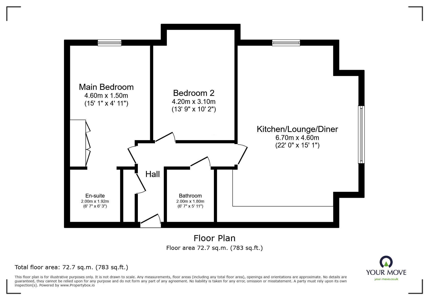 Floorplan of 2 bedroom  Flat for sale, Broadclough Way, Maidstone, Kent, ME17