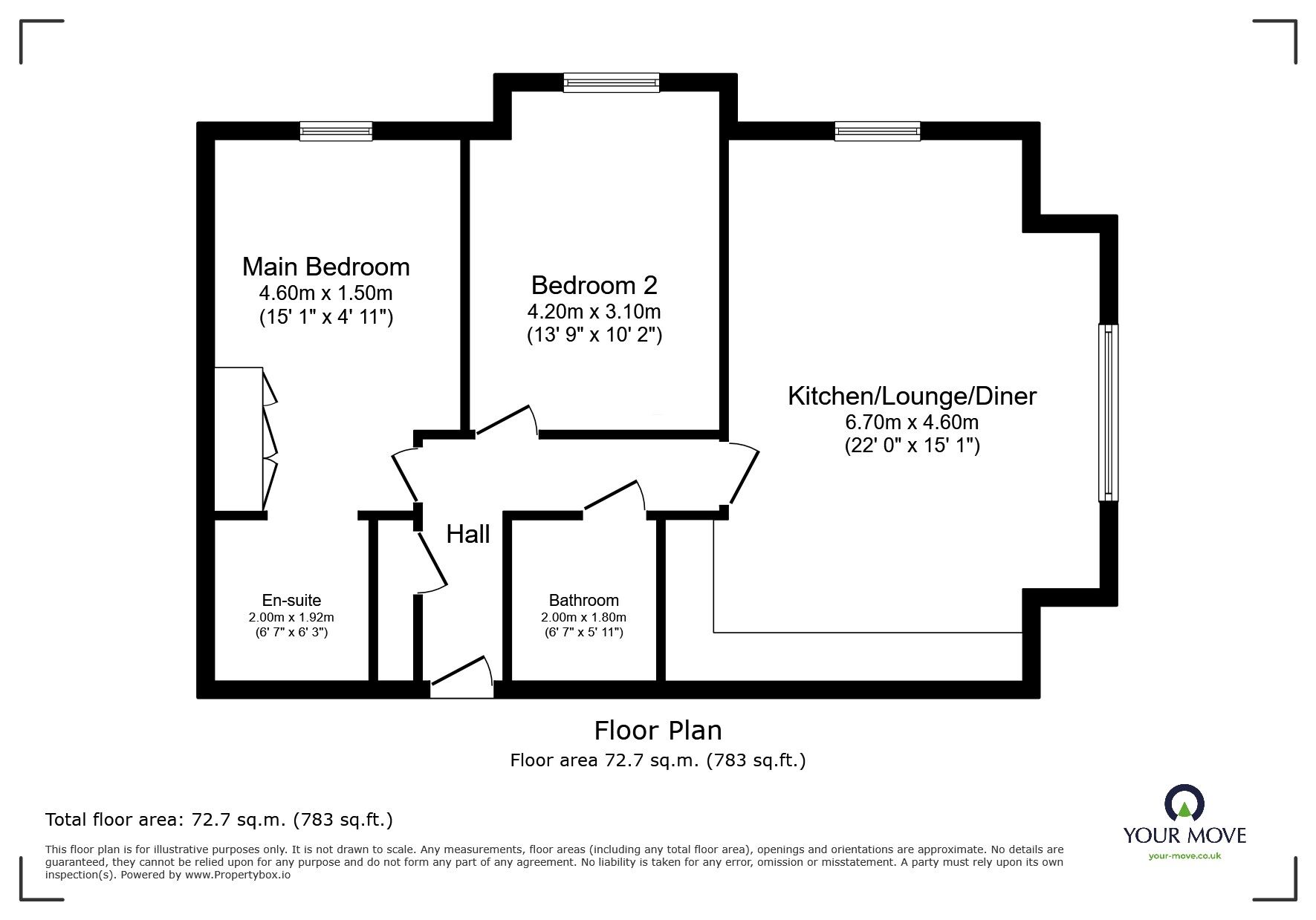 Floorplan of 2 bedroom  Flat for sale, Broadclough Way, Maidstone, Kent, ME17