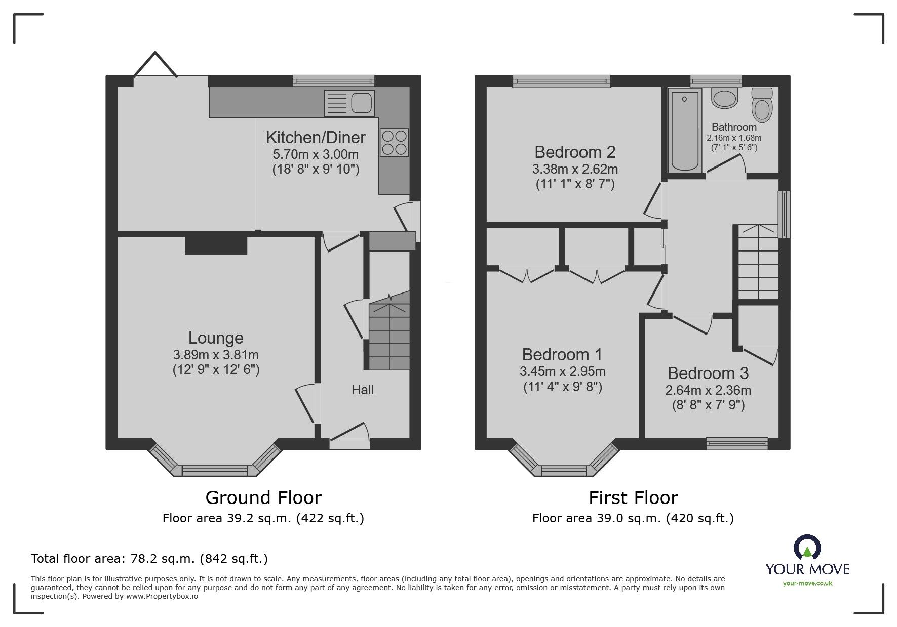 Floorplan of 3 bedroom Semi Detached House for sale, Nottingham Avenue, Maidstone, Kent, ME15