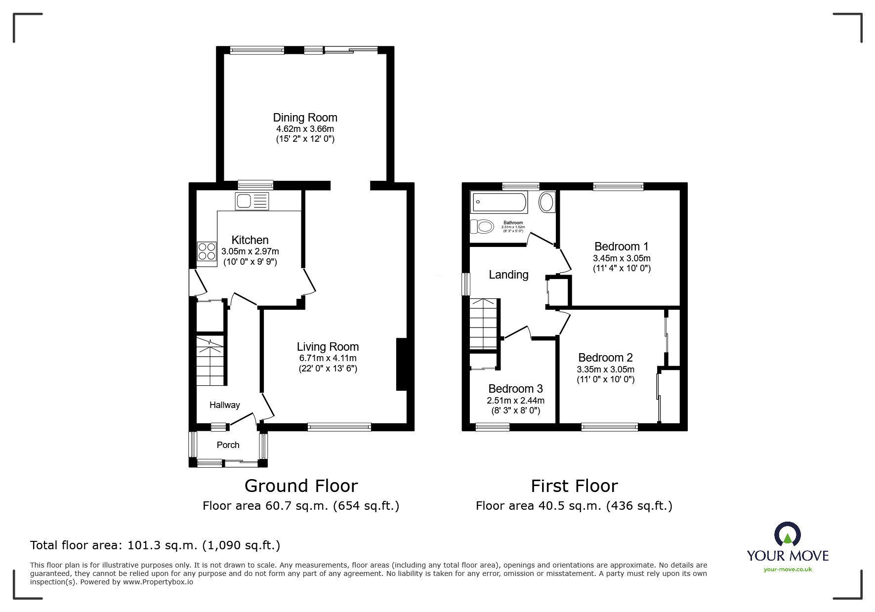 Floorplan of 3 bedroom Semi Detached House for sale, Valentine Road, Maidstone, Kent, ME15