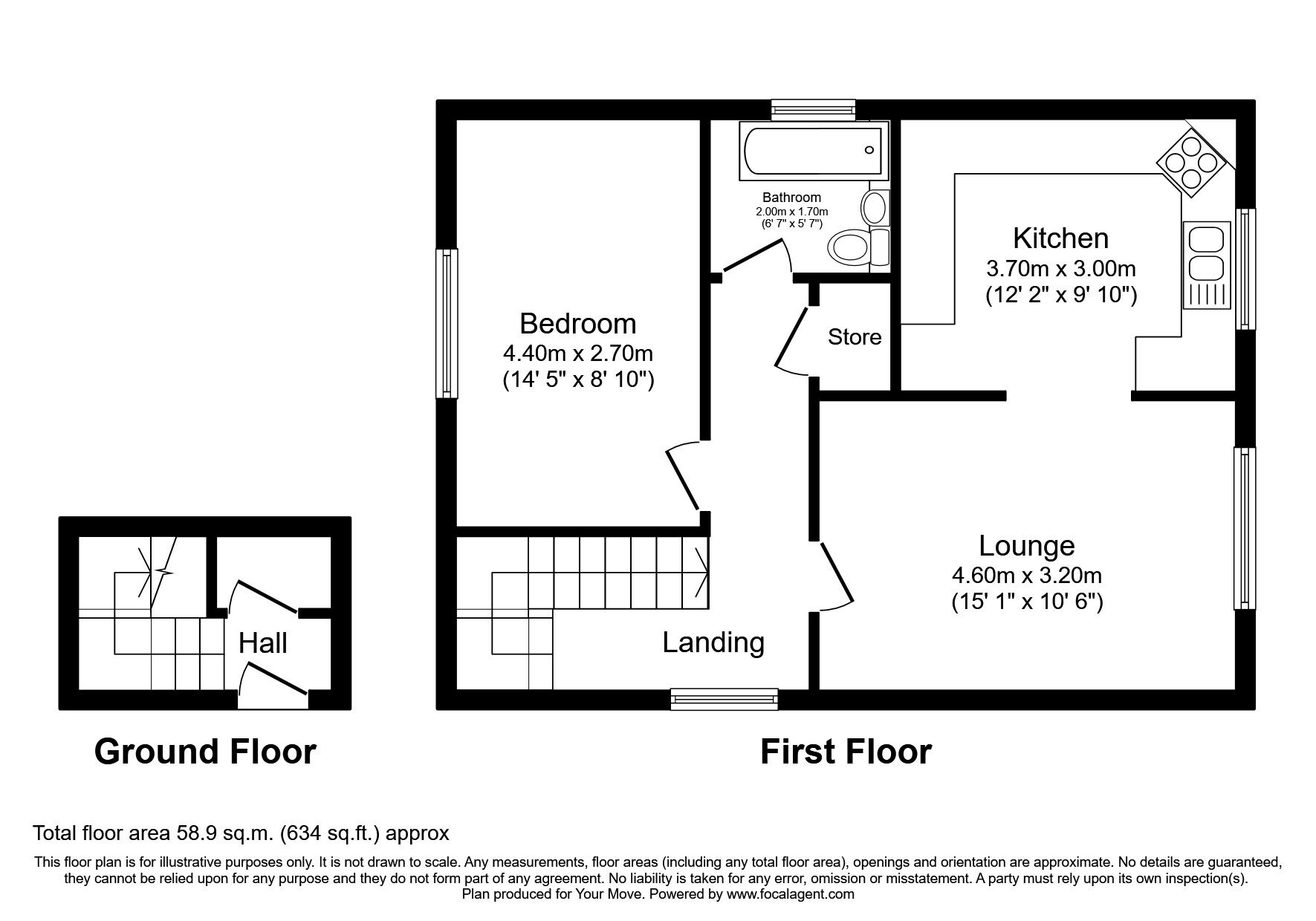 Floorplan of 1 bedroom  Flat to rent, Walsingham Close, Rainham, Kent, ME8