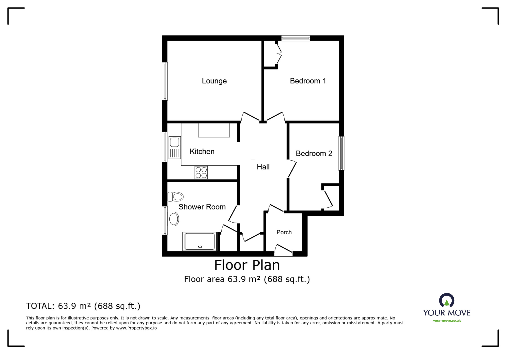 Floorplan of 2 bedroom  Flat to rent, Mardale Close, Rainham, Kent, ME8