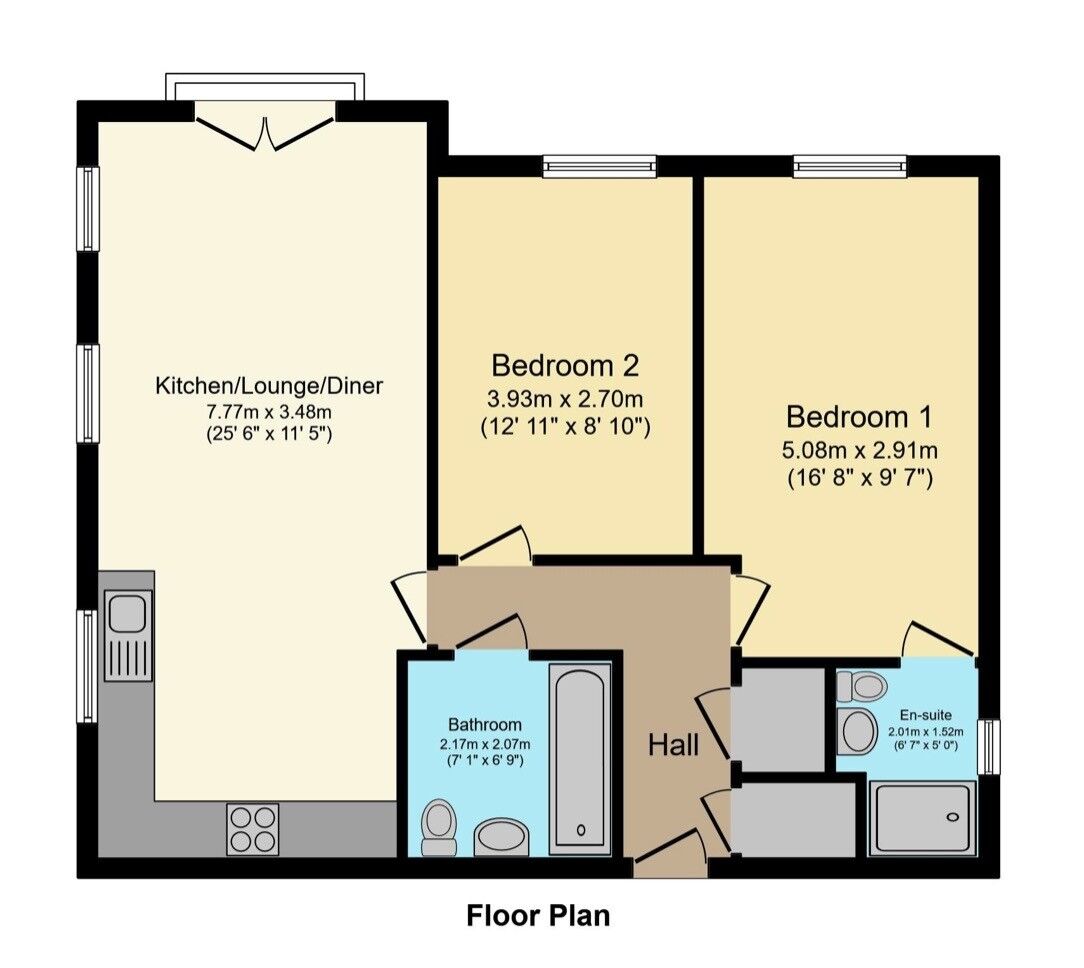 Floorplan of 2 bedroom Flat for sale, Malpass Drive, Leybourne, Kent,, ME19