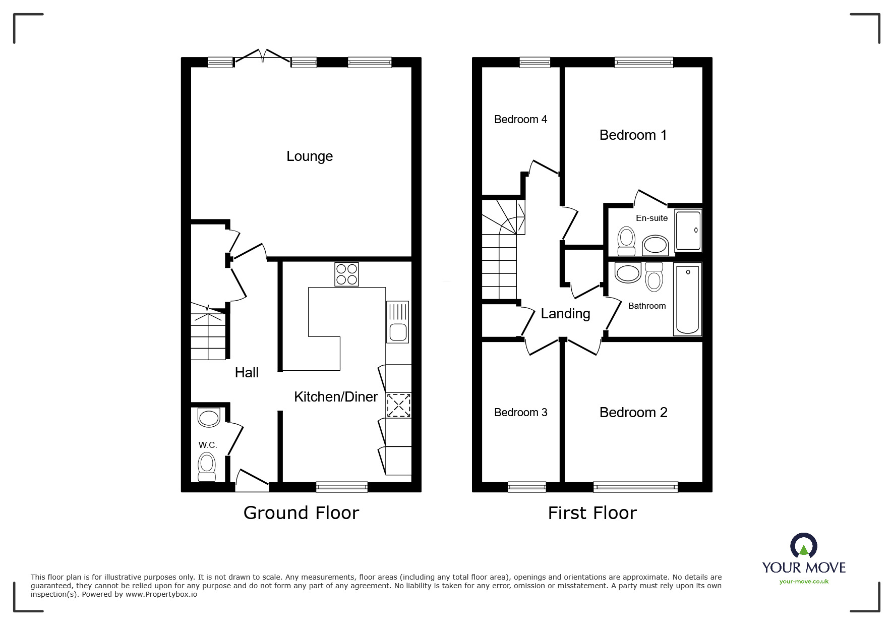 Floorplan of 4 bedroom Link Detached House for sale, Shrubwood Close, Harrietsham, Kent, ME17