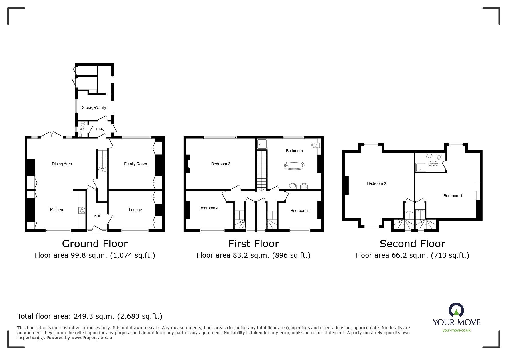 Floorplan of 5 bedroom End Terrace House for sale, Bow Road, Wateringbury, Kent,, ME18