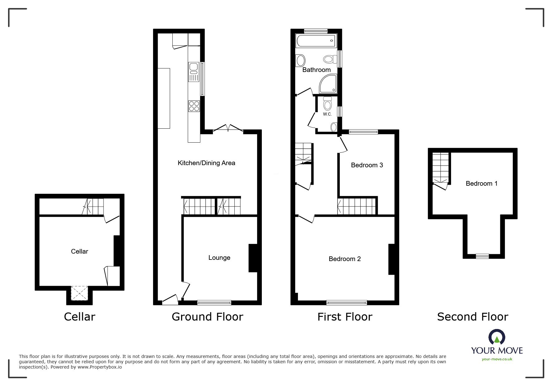 Floorplan of 3 bedroom Mid Terrace House for sale, Loose Road, Maidstone, Kent, ME15