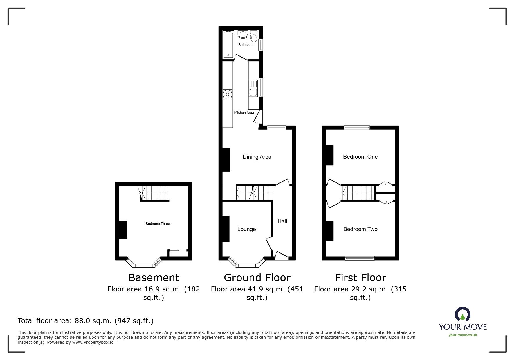 Floorplan of 3 bedroom  House for sale, Florence Road, Maidstone, Kent, ME16