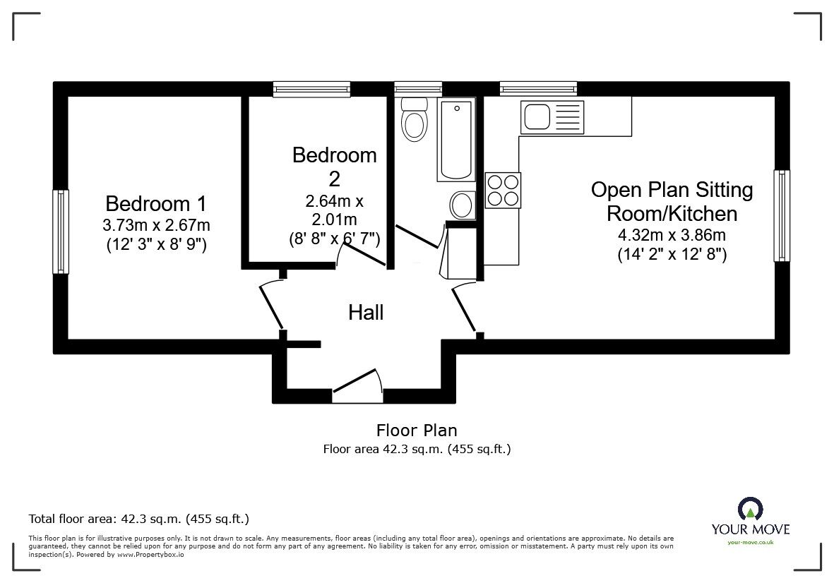 Floorplan of 2 bedroom  Flat for sale, Boxley Road, Maidstone, Kent, ME14