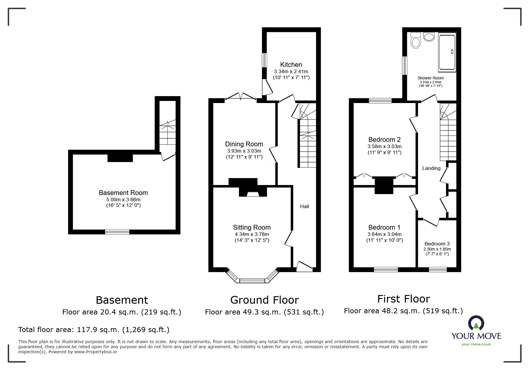 Floorplan of 4 bedroom Mid Terrace House for sale, South Road, Faversham, Kent, ME13