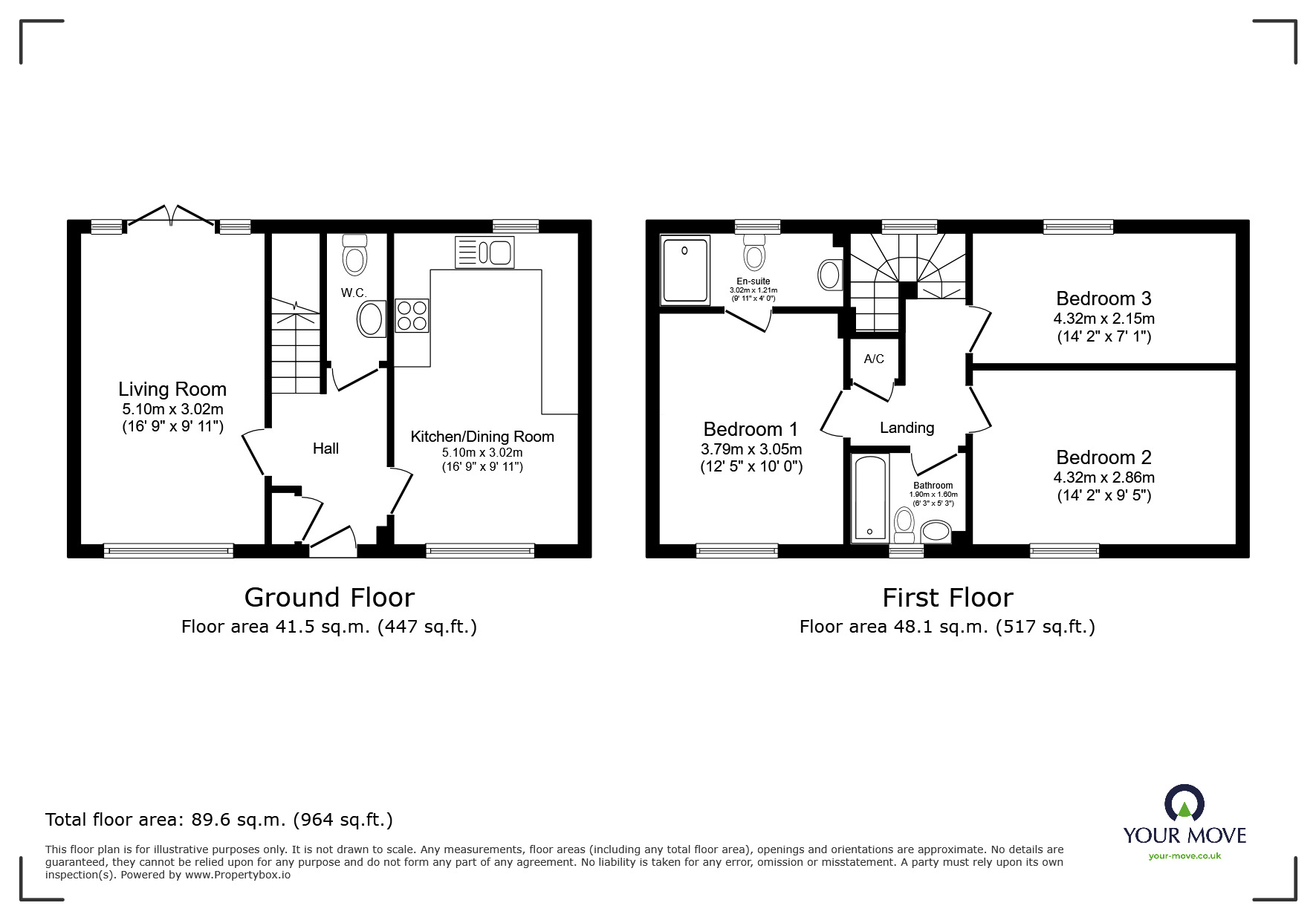 Floorplan of 3 bedroom Mid Terrace House for sale, Newman Close, Maidstone, Kent, ME16