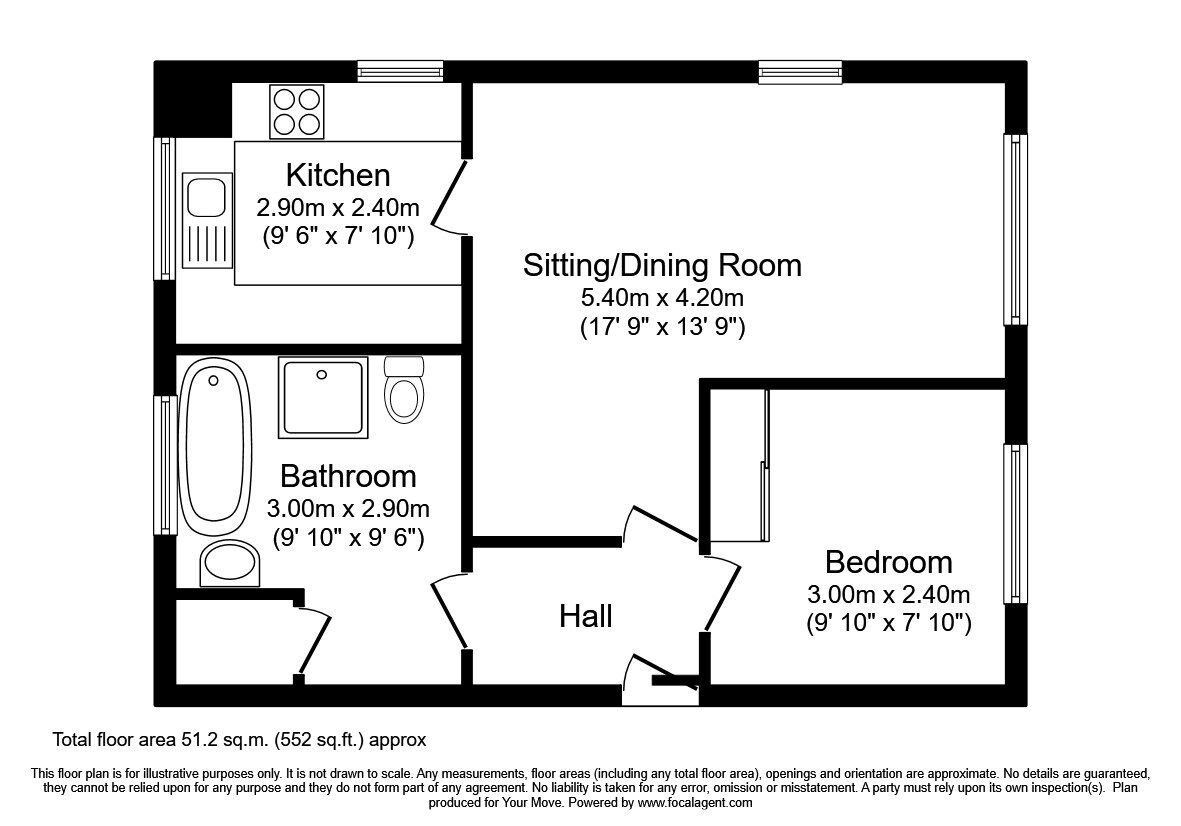 Floorplan of 1 bedroom  Flat for sale, Acott Fields, Yalding, Kent, ME18