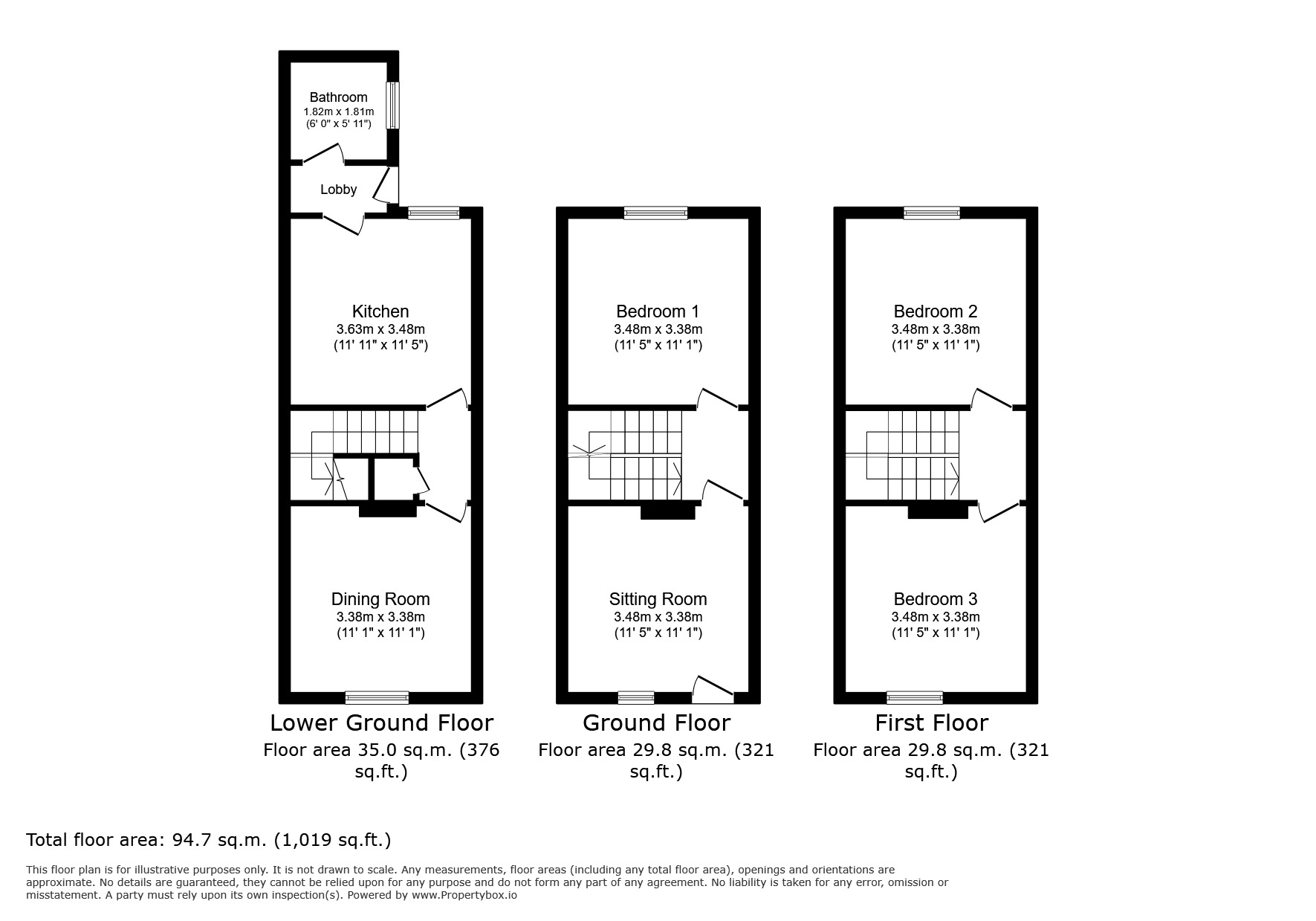 Floorplan of 3 bedroom Mid Terrace House for sale, Milton Street, Maidstone, Kent, ME16
