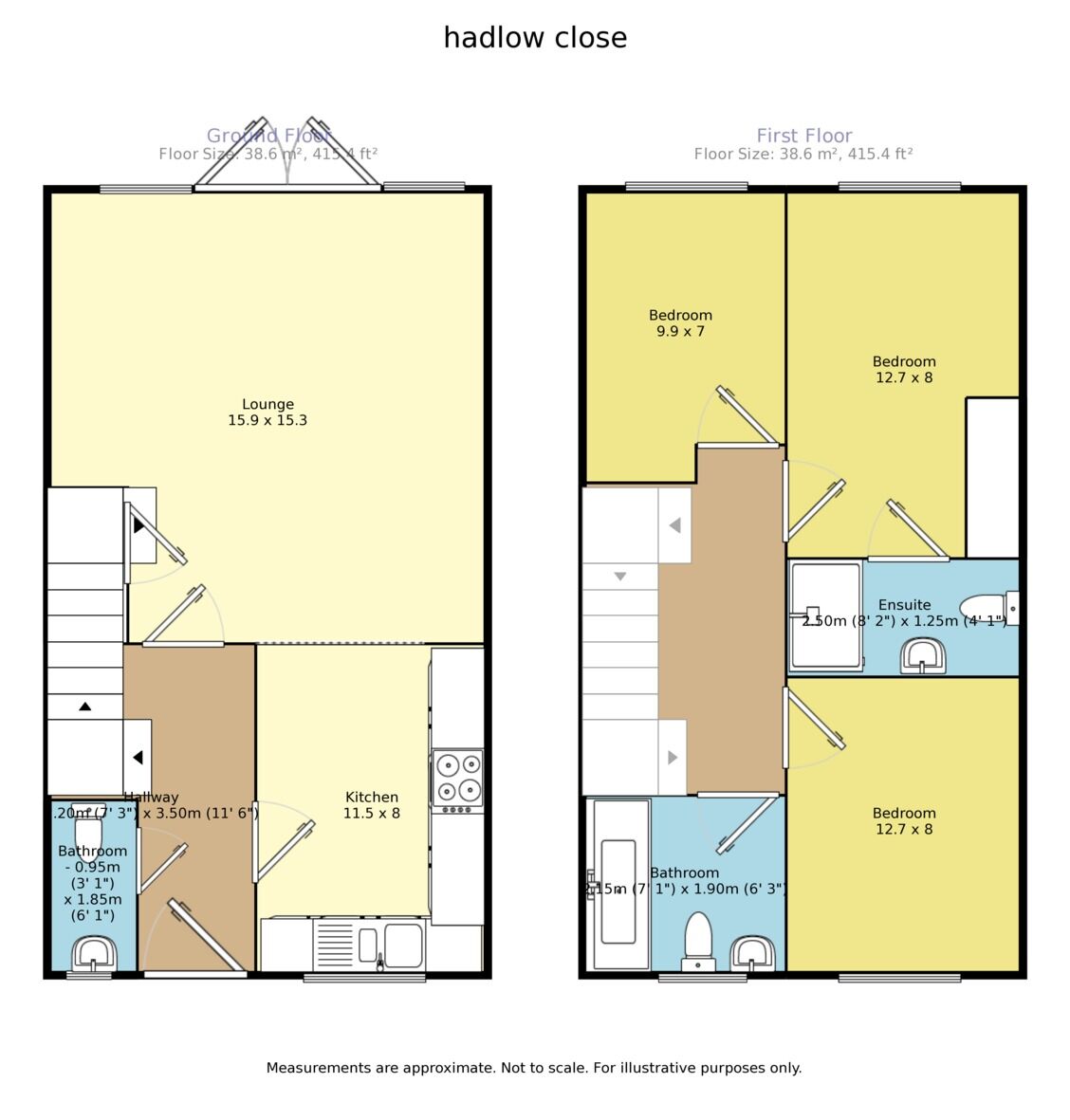 Floorplan of 3 bedroom Semi Detached House to rent, Hadlow Close Oakwood Park, Maidstone, Kent, ME16