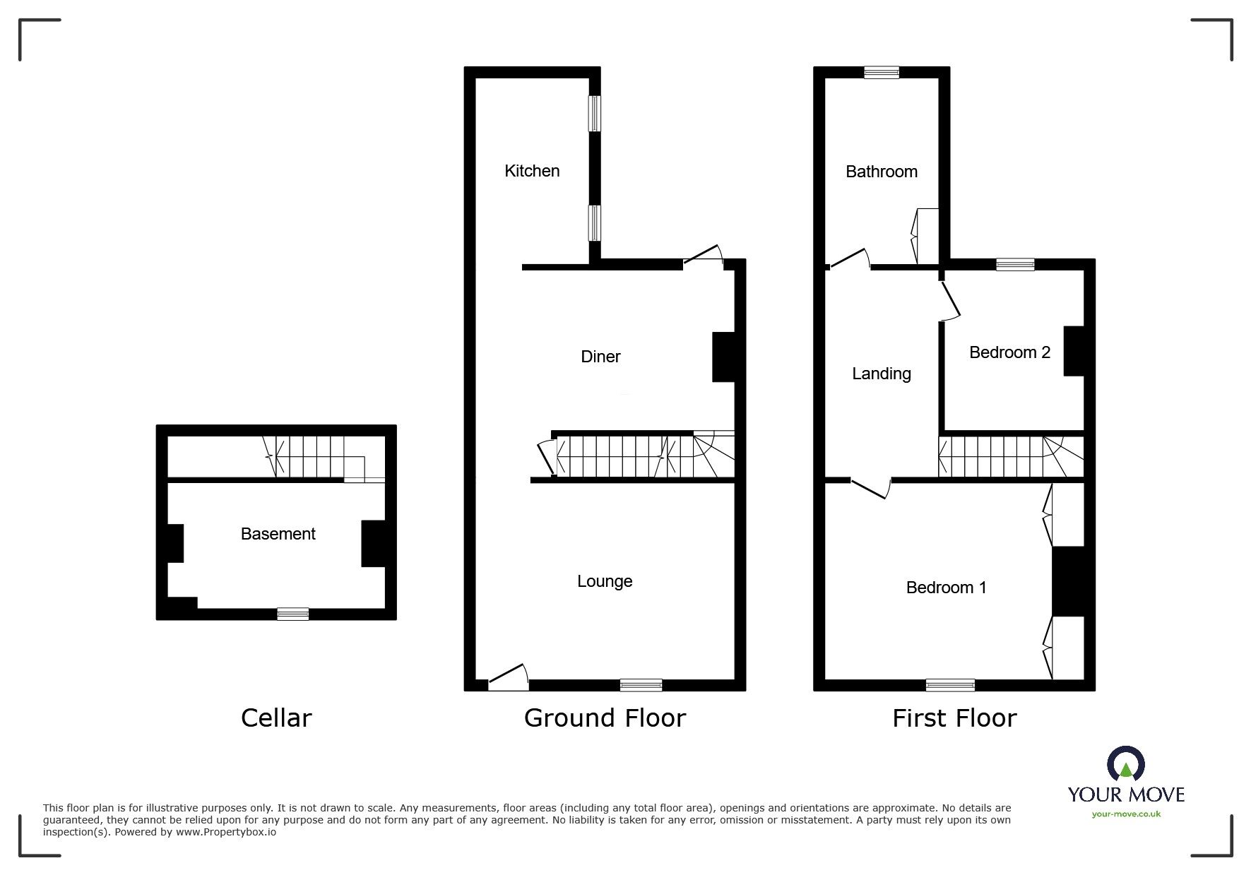 Floorplan of 2 bedroom Mid Terrace House for sale, Thornhill Place, Maidstone, Kent, ME14